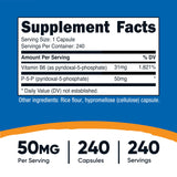 Nutricost P5P Vitamin B6 Supplement 50mg capsules in a hand