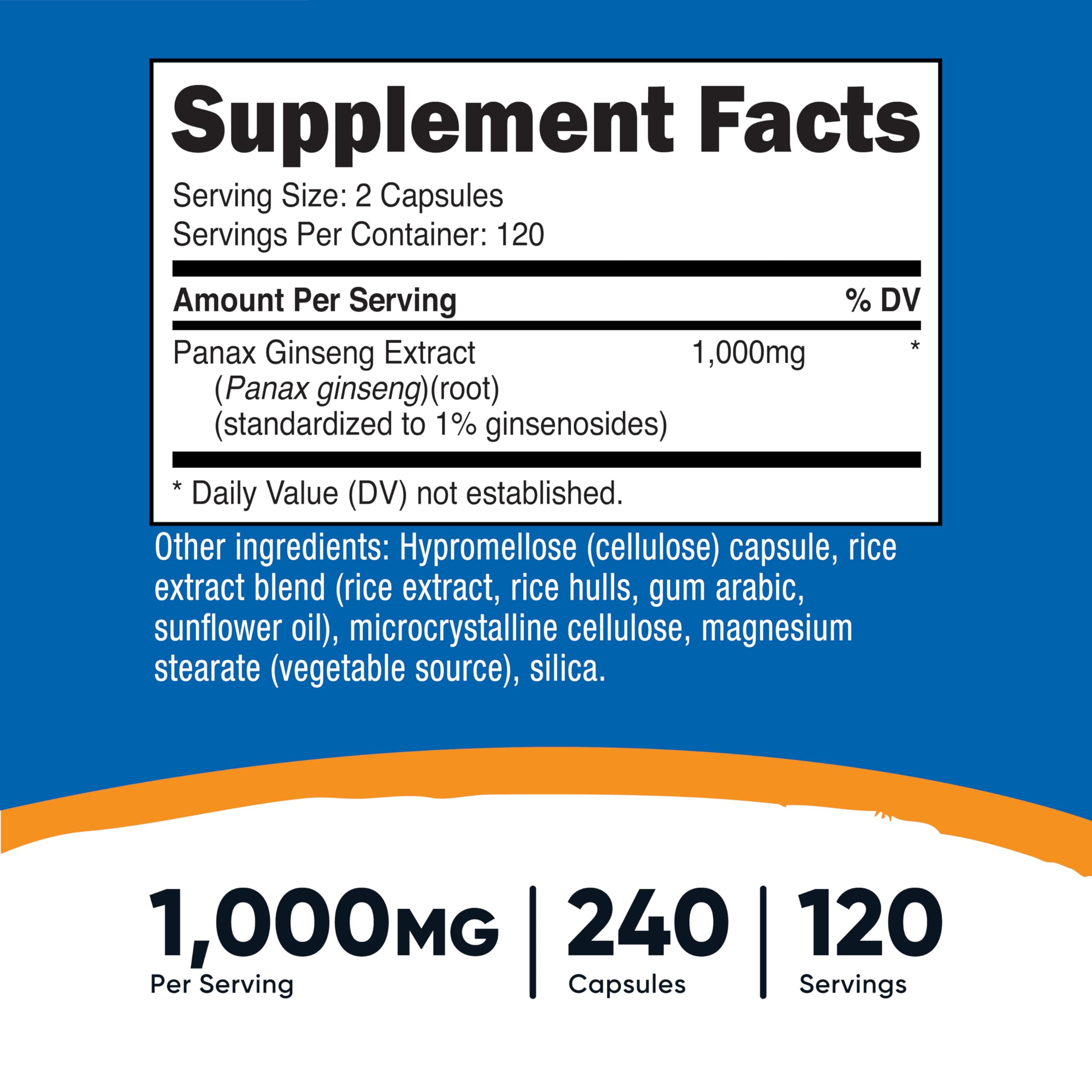 Nutricost Panax Ginseng 240 Capsules side view