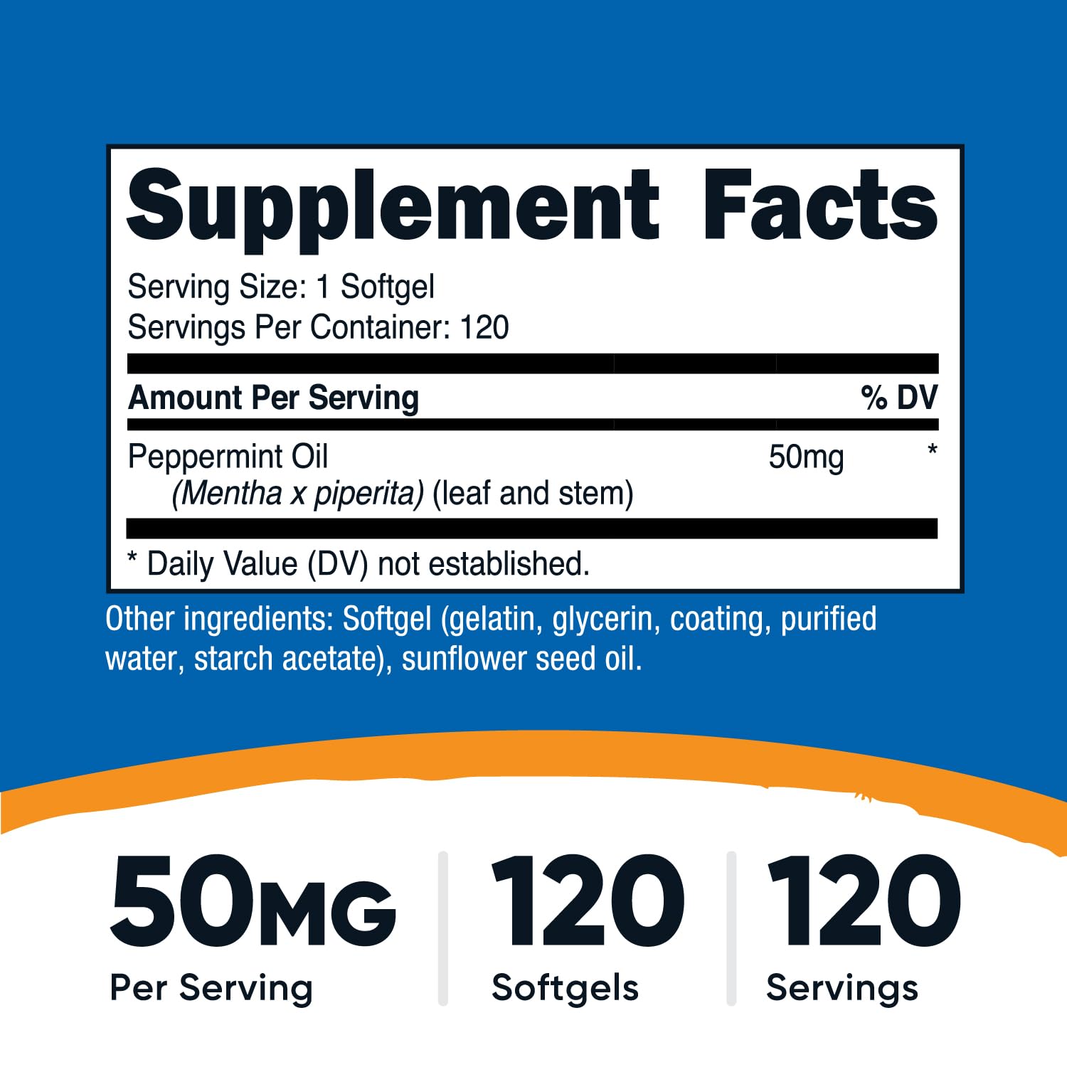 Nutricost Peppermint Oil Softgels 120 Count side view