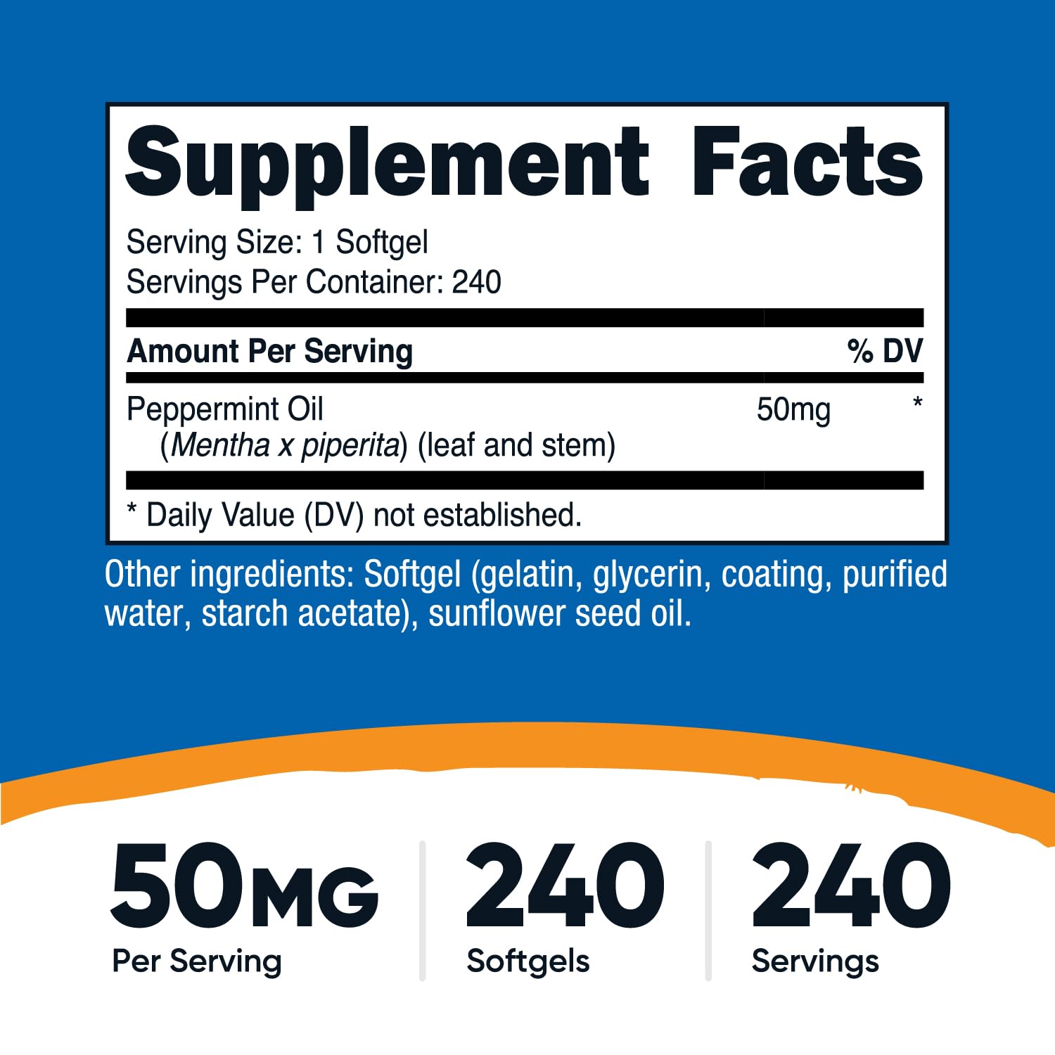 Nutricost Peppermint Oil Softgels bottle side view