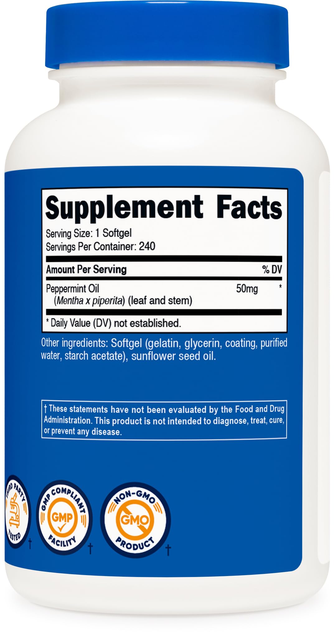Nutricost Peppermint Oil Softgels packaging and ingredients list