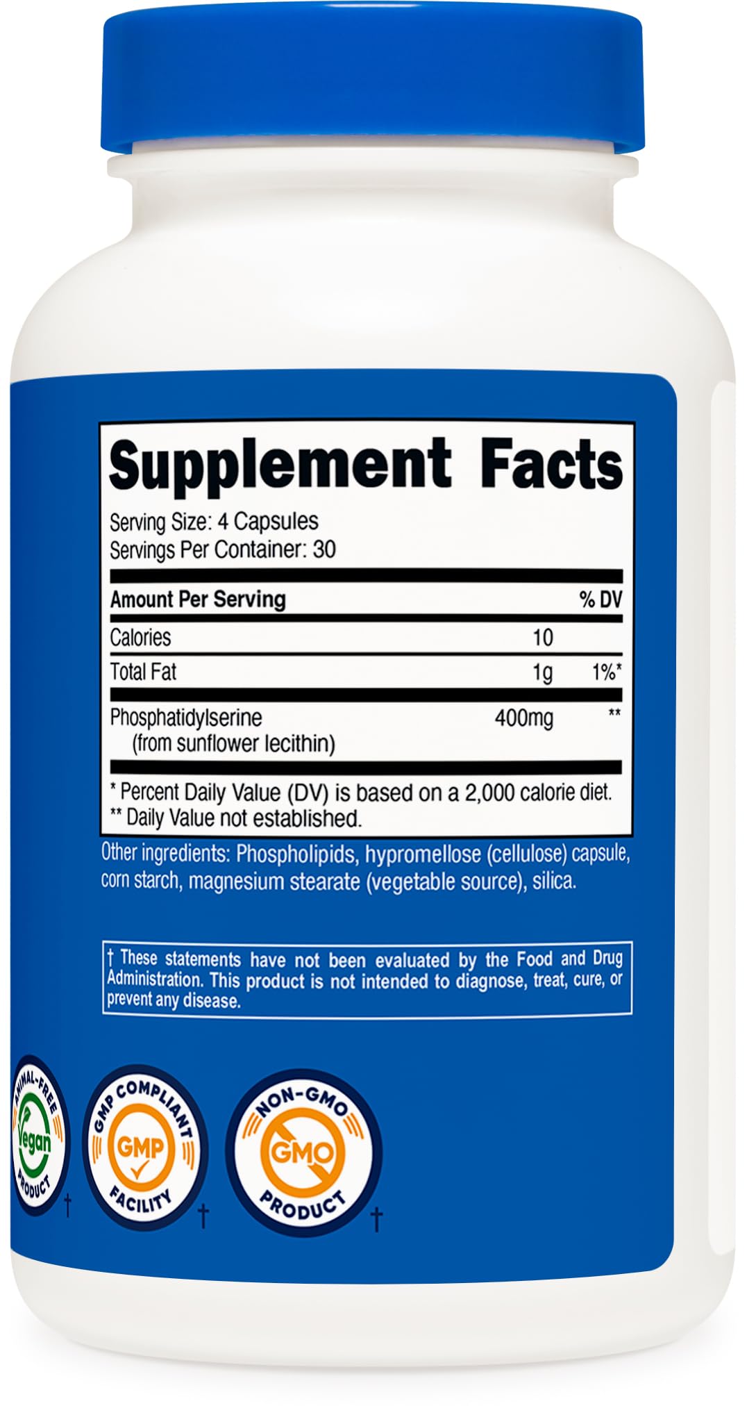 Nutricost Phosphatidyl Serine Capsules 400mg bottle with measuring scoop