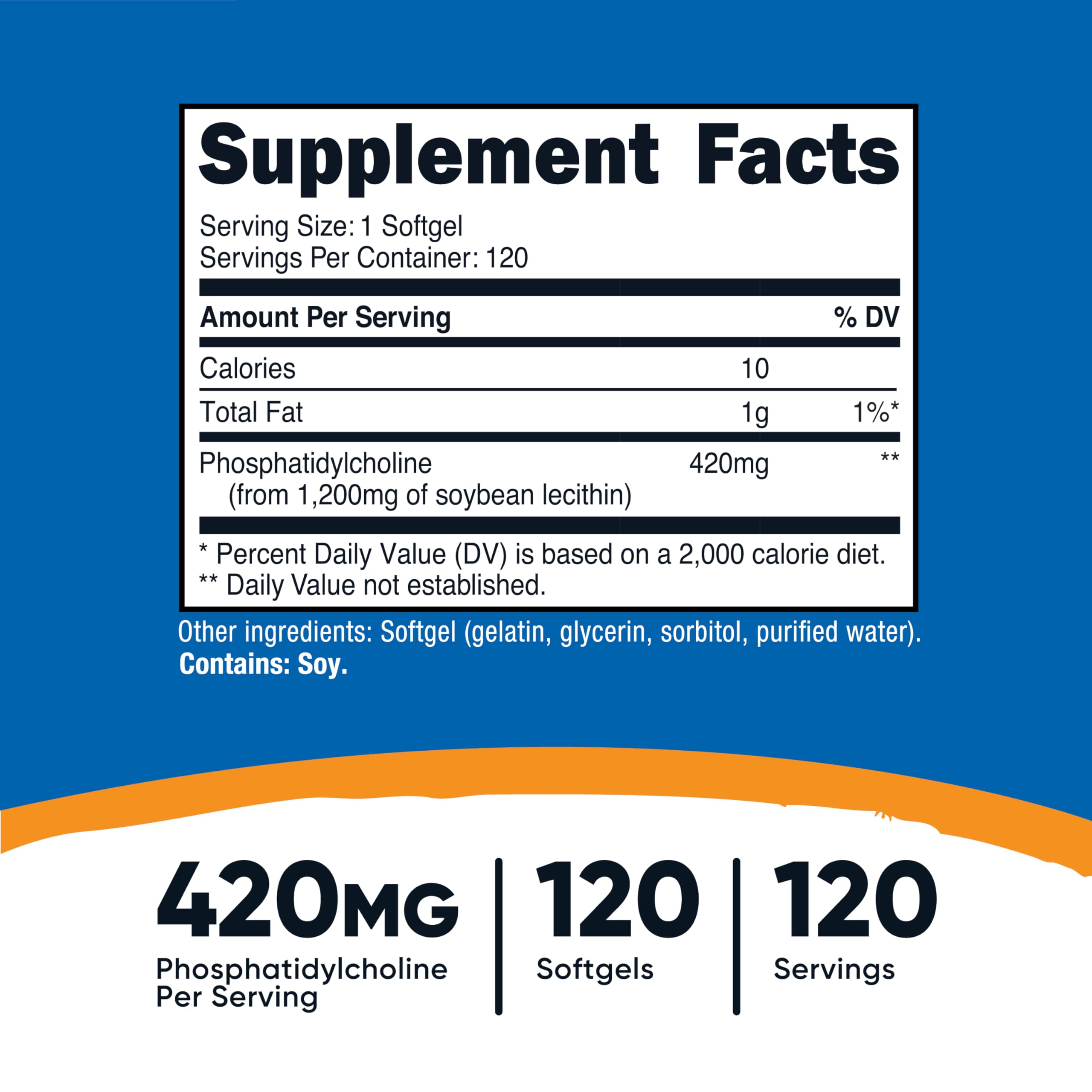 Nutricost Phosphatidylcholine Softgels bottle side view