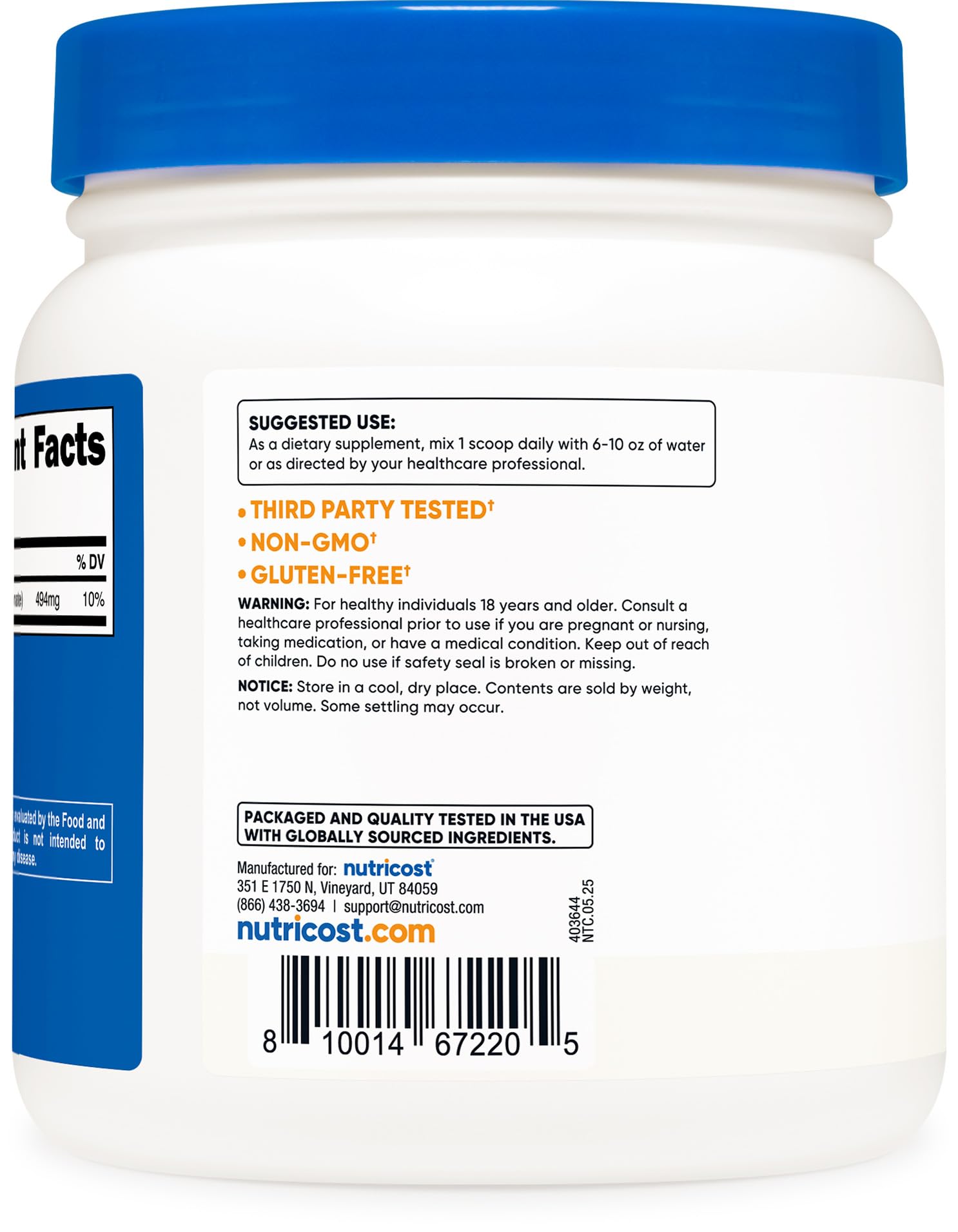 Nutricost Potassium Bicarbonate Powder scoop included