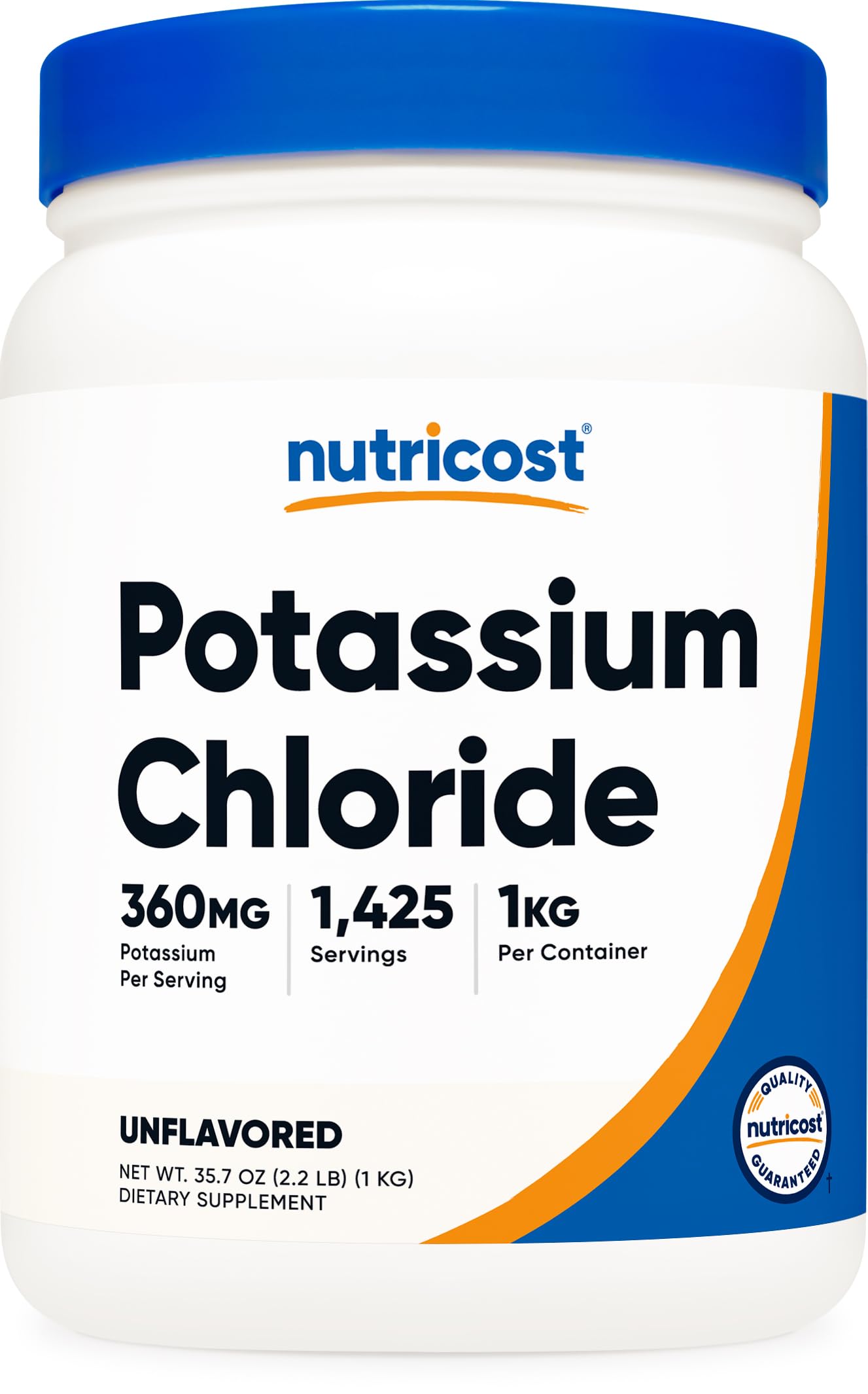 Nutricost Potassium Chloride 1 KG bottle front view