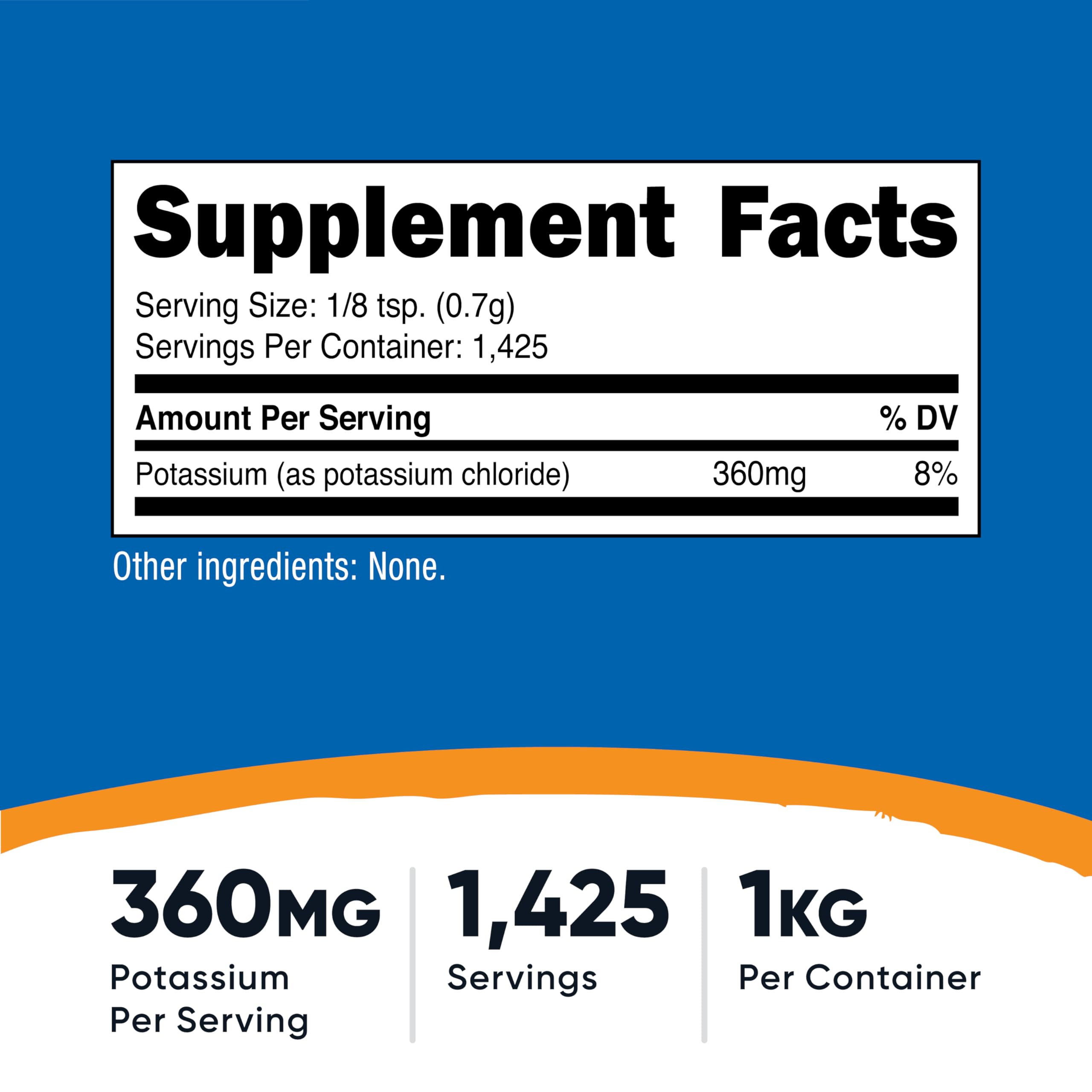 Nutricost Potassium Chloride 1 KG bottle side view