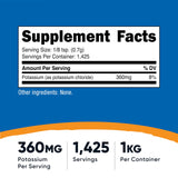 Nutricost Potassium Chloride 1 KG bottle side view