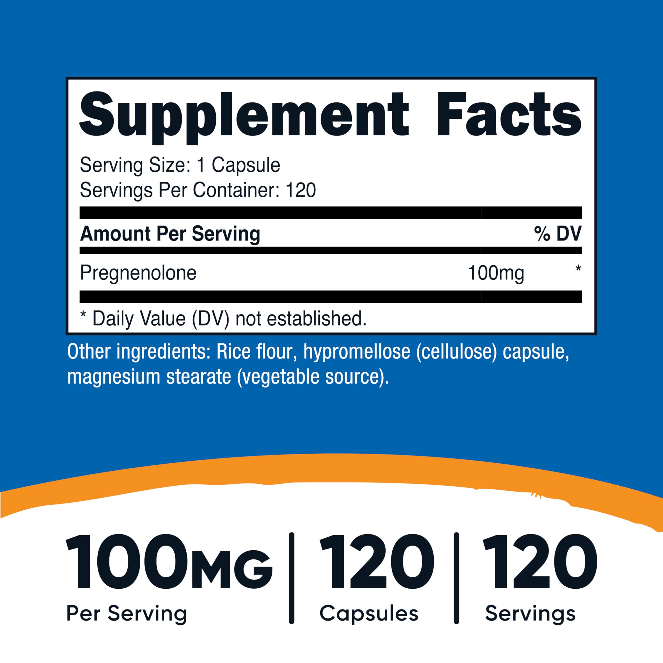 Nutricost Pregnenolone 100mg bottle side view