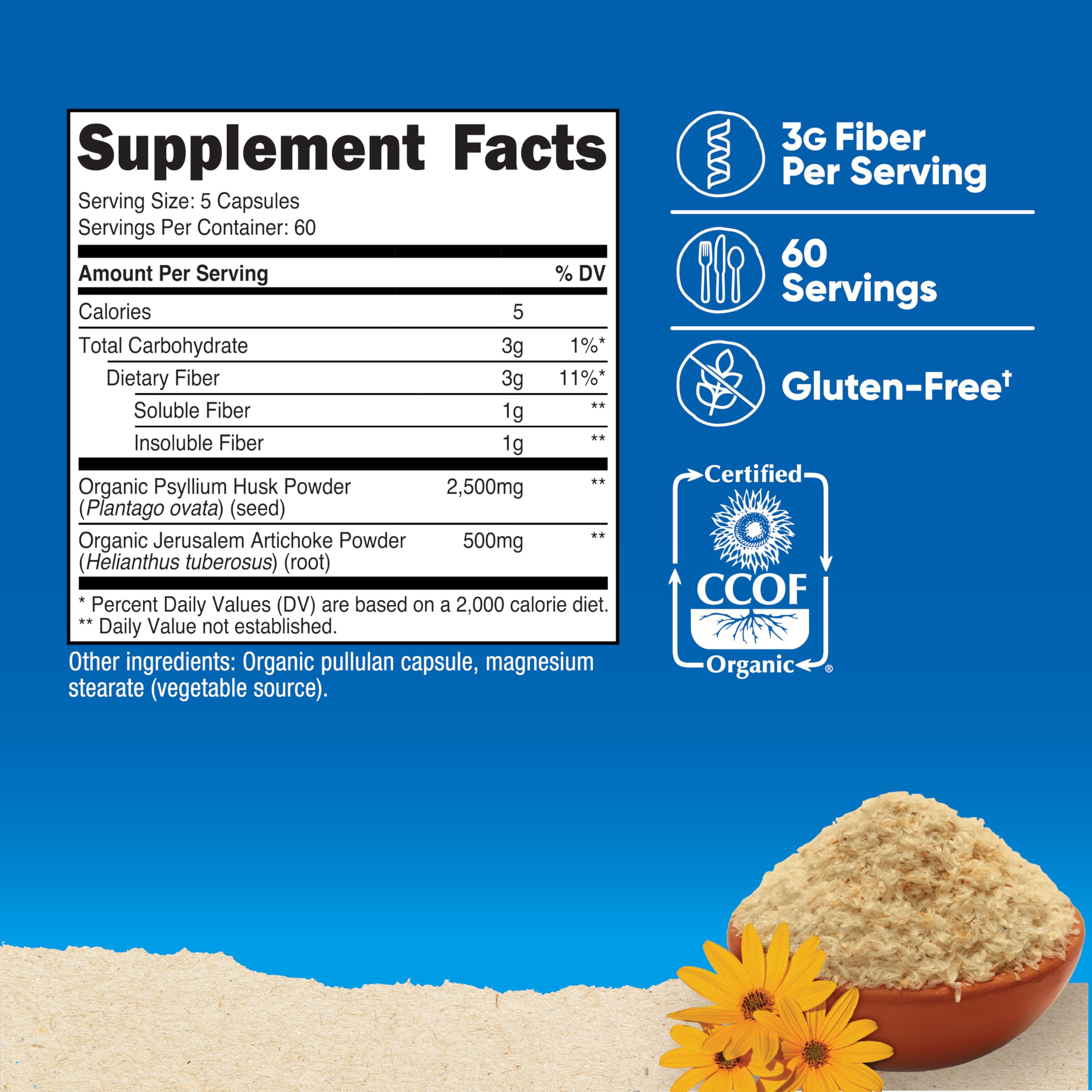 Nutricost Psyllium Capsules showing organic ingredients