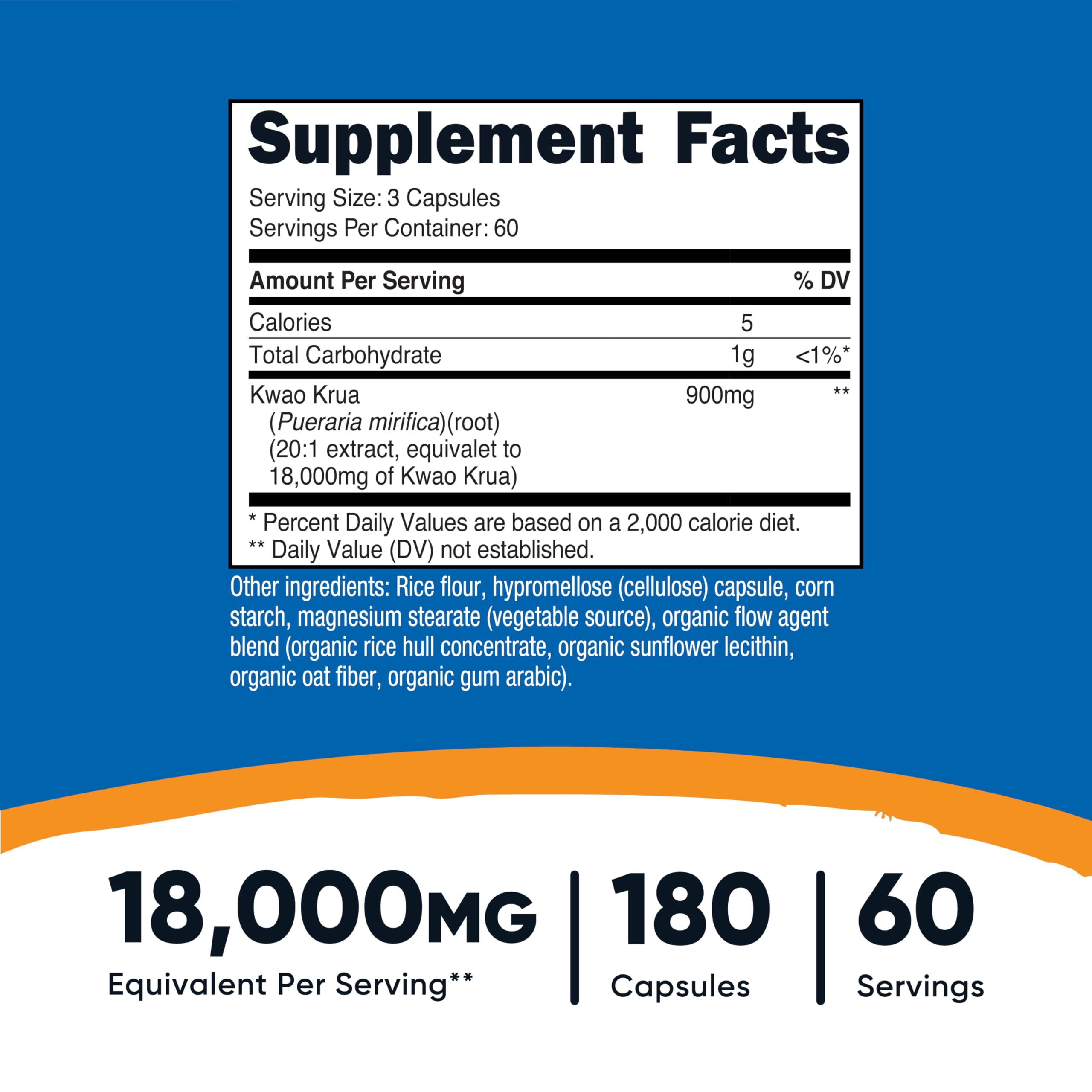 Nutricost Pueraria Mirifica Capsules 180 count side view