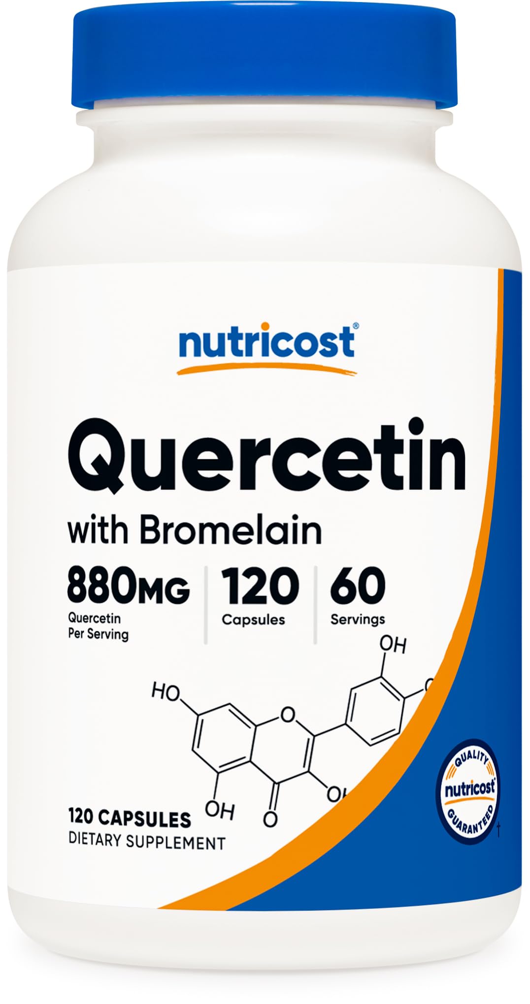 Nutricost Quercetin 880mg with Bromelain 165mg front view of bottle