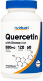 Nutricost Quercetin 880mg with Bromelain 165mg front view of bottle