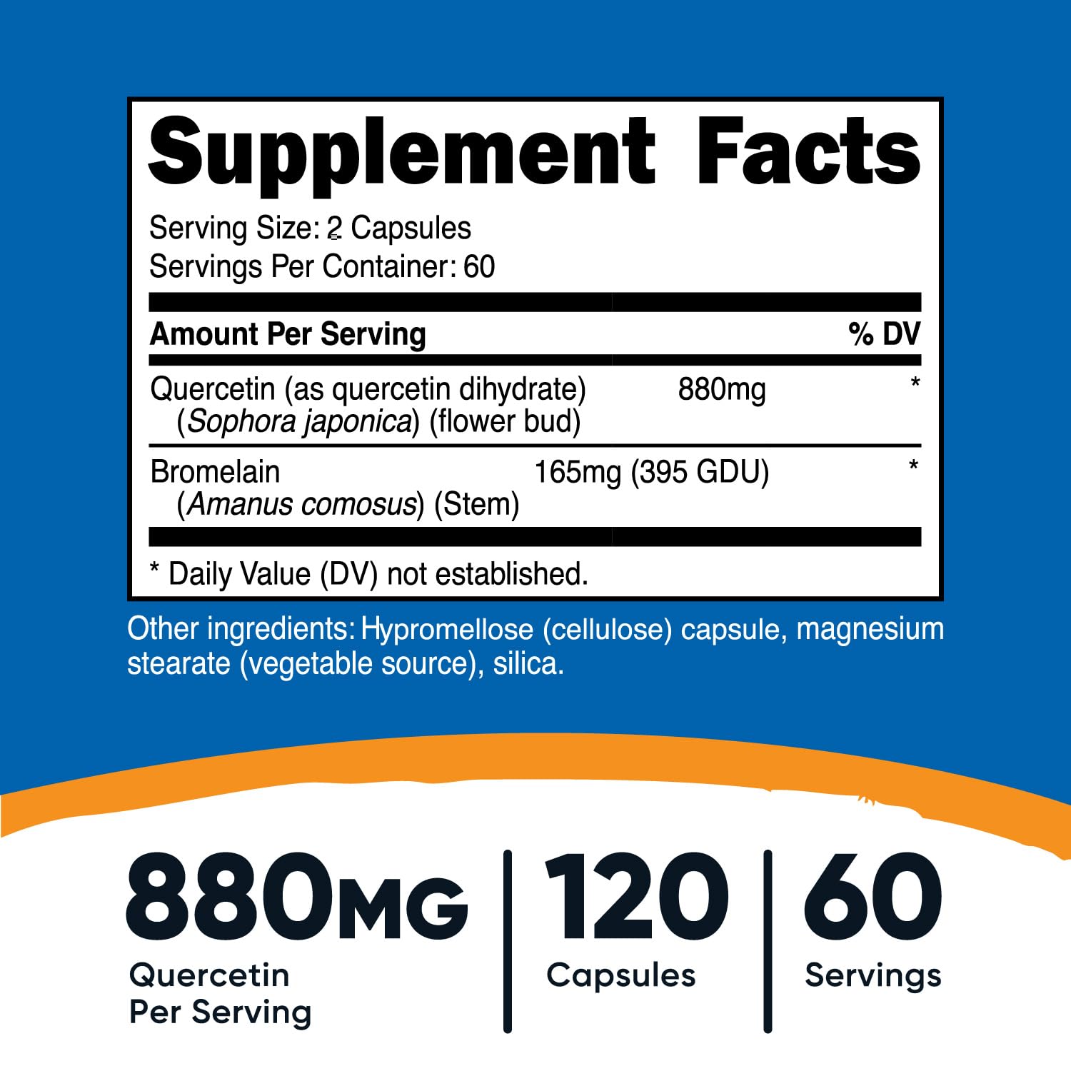 Nutricost Quercetin 880mg with Bromelain 165mg side view of bottle