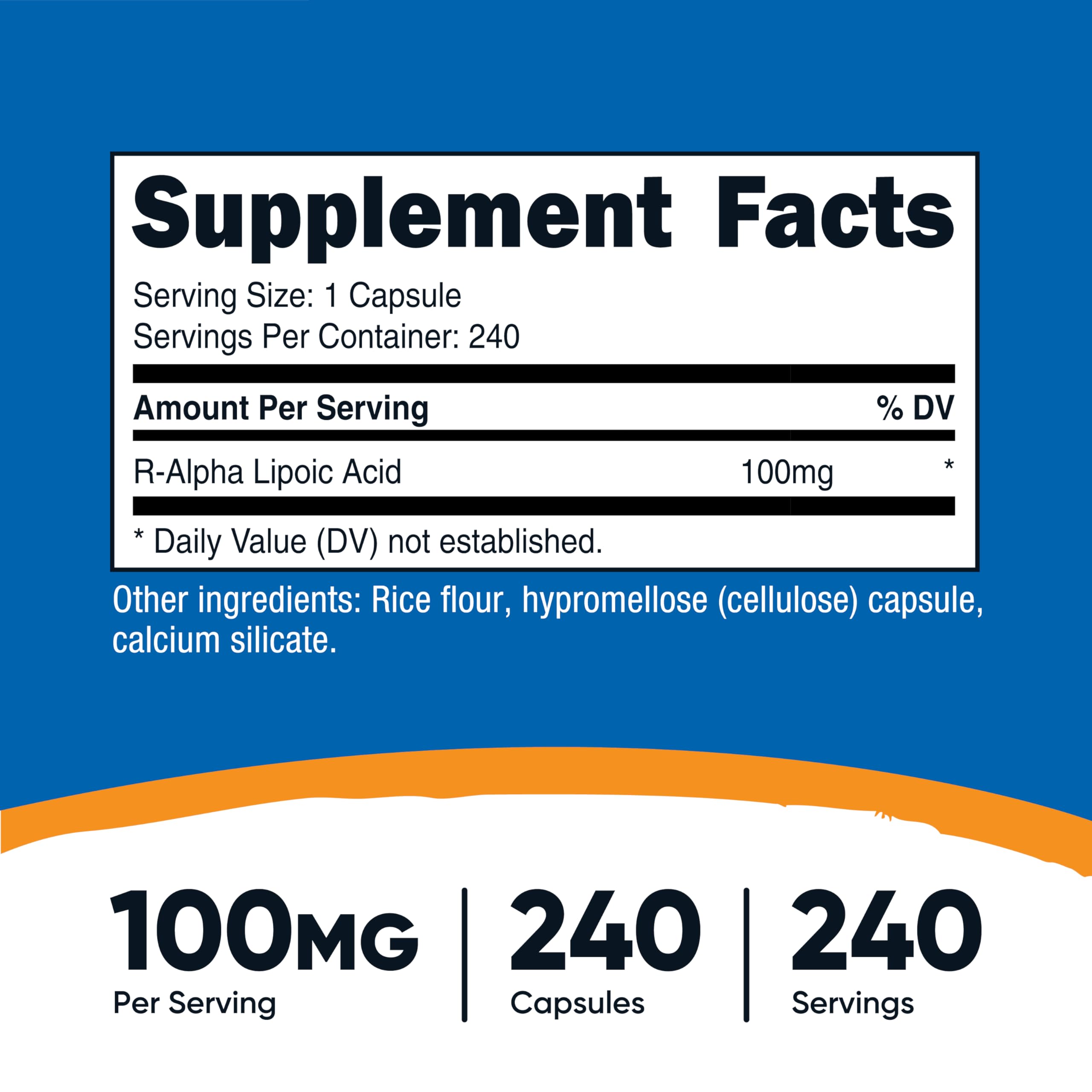Nutricost R-Alpha Lipoic Acid bottle side view
