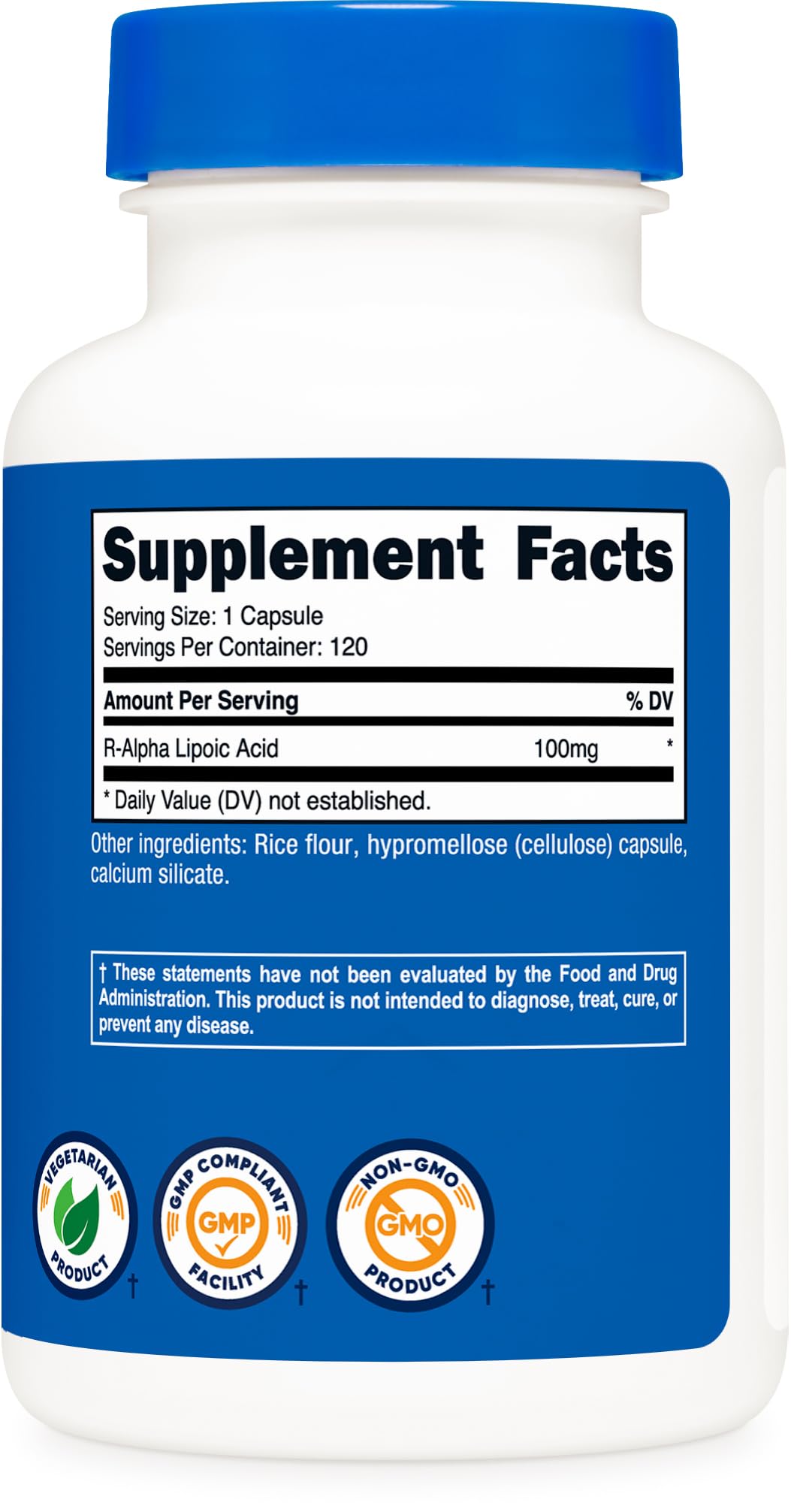Nutricost R-Alpha Lipoic Acid bottle side view