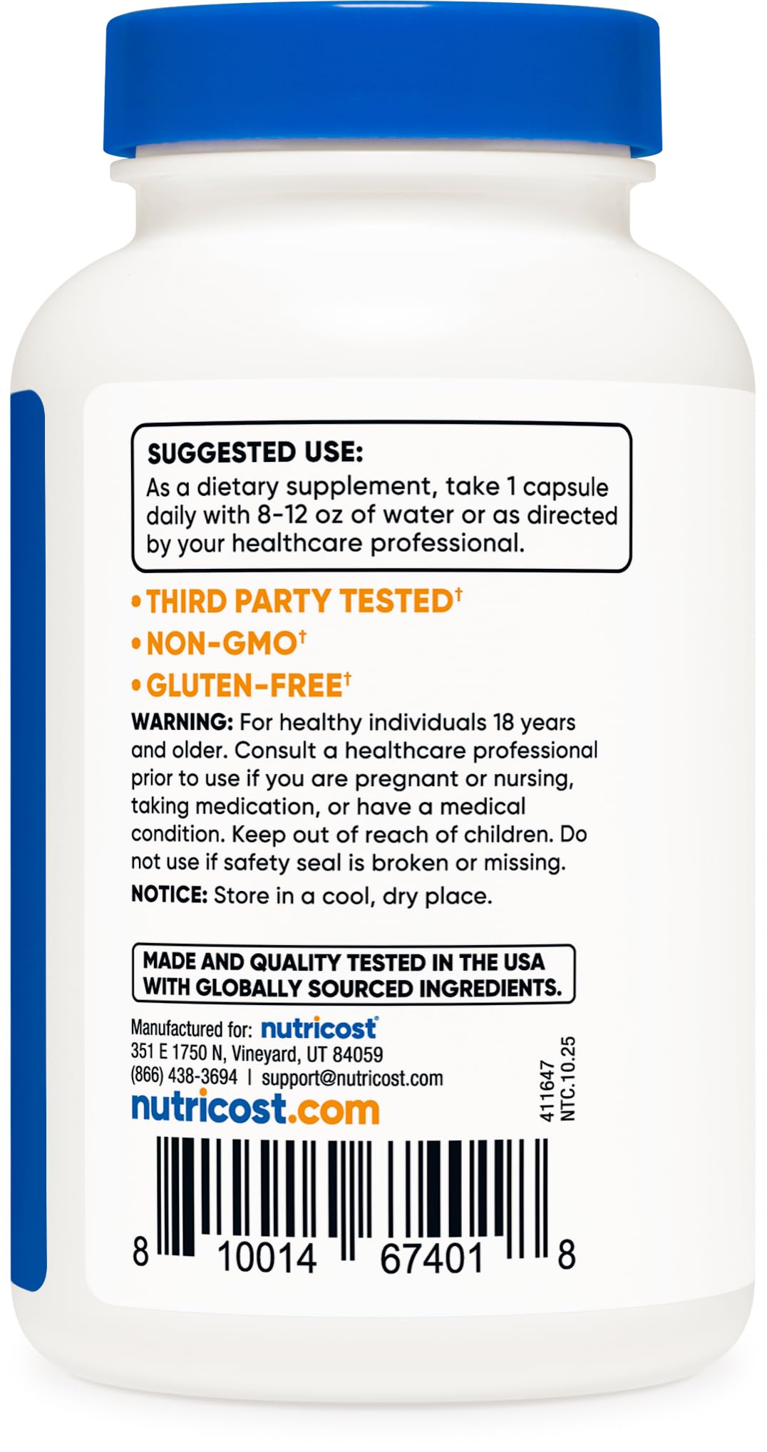 Nutricost R-Alpha Lipoic Acid ingredients list
