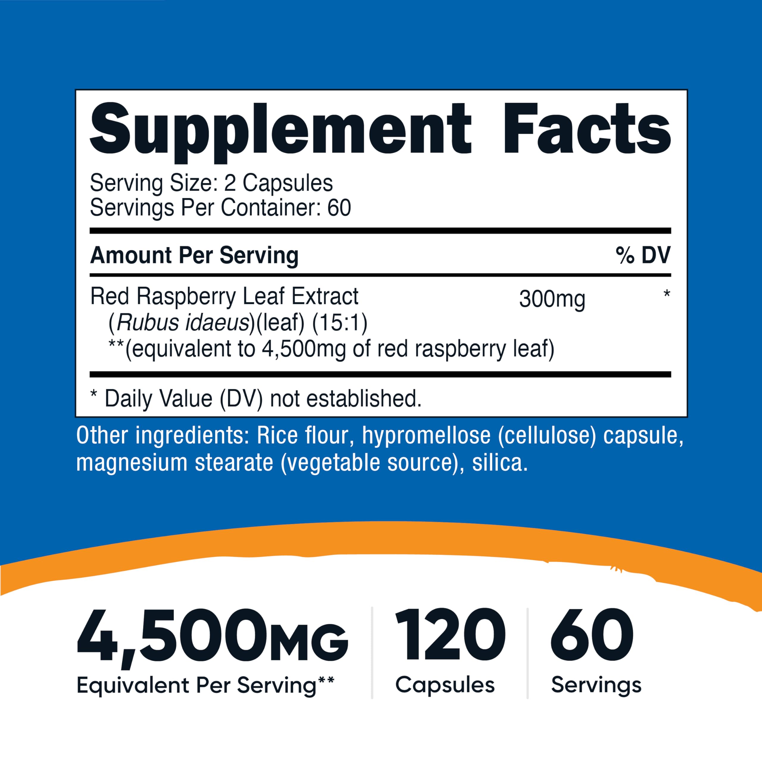 Nutricost Red Raspberry Leaf Extract bottle side view with labels