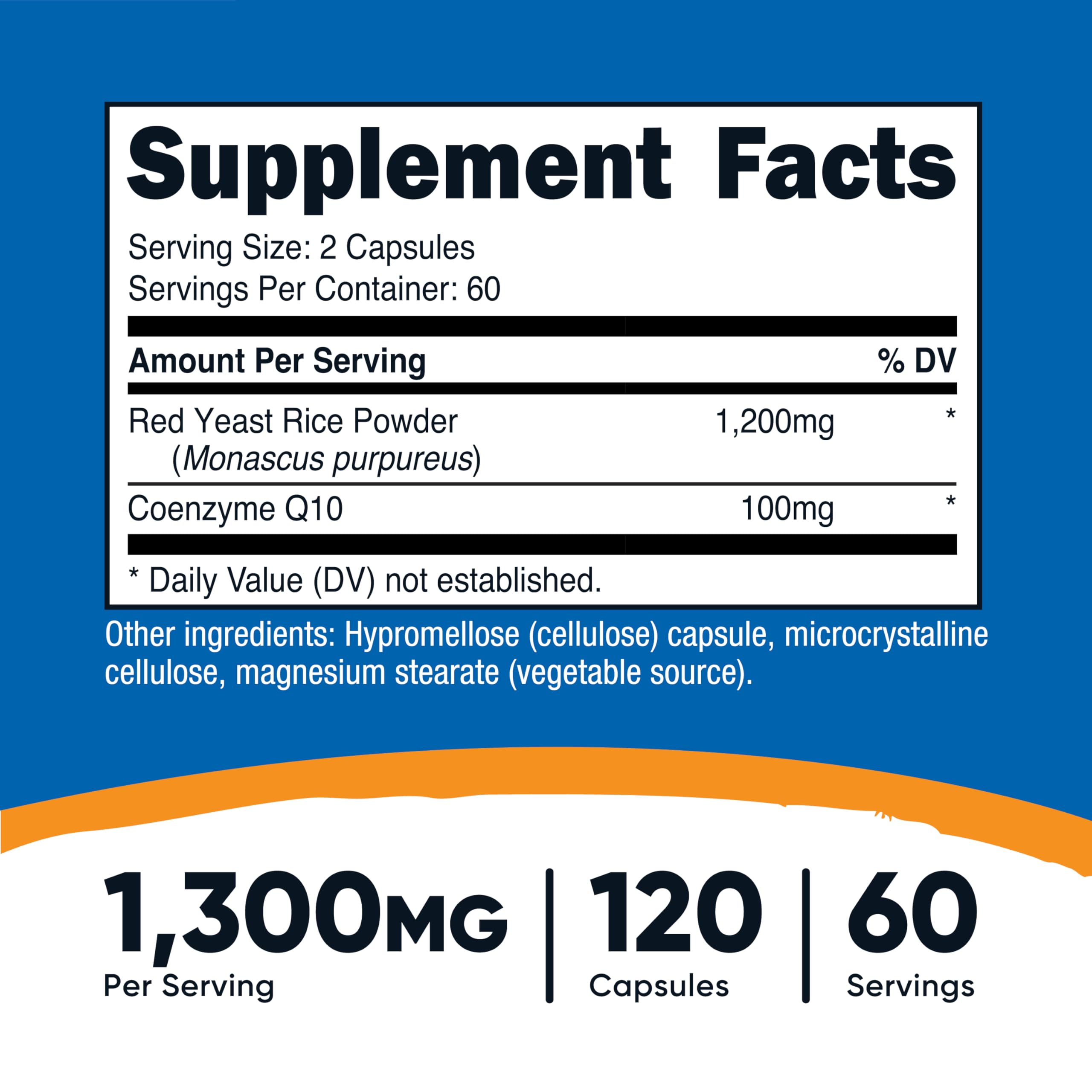 Nutricost Red Yeast Rice with CoQ10 1200mg bottle side view