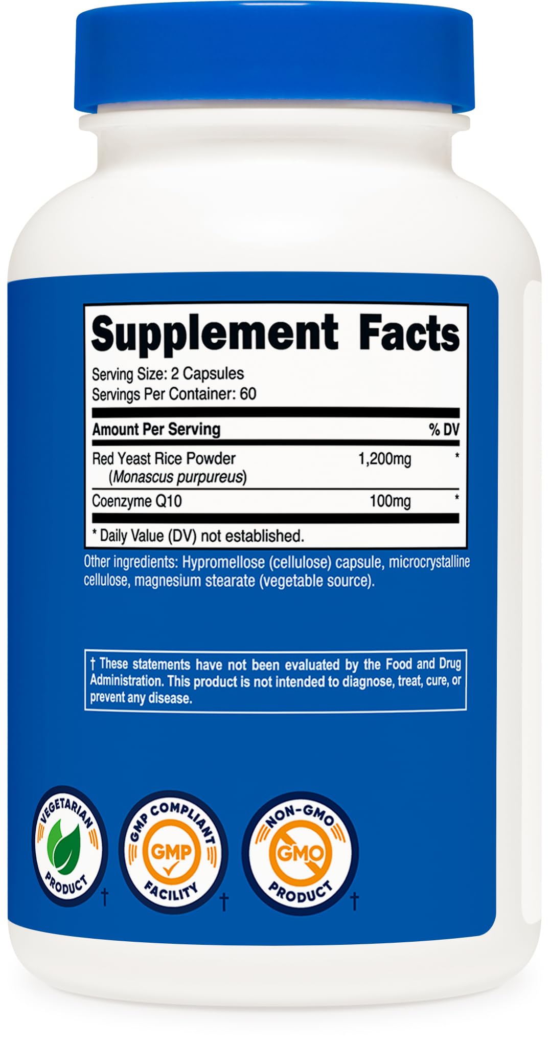 Nutricost Red Yeast Rice with CoQ10 1200mg bottle with capsules