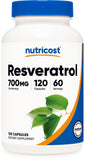 Nutricost Resveratrol Supplement 700mg 120 veggie capsules front view