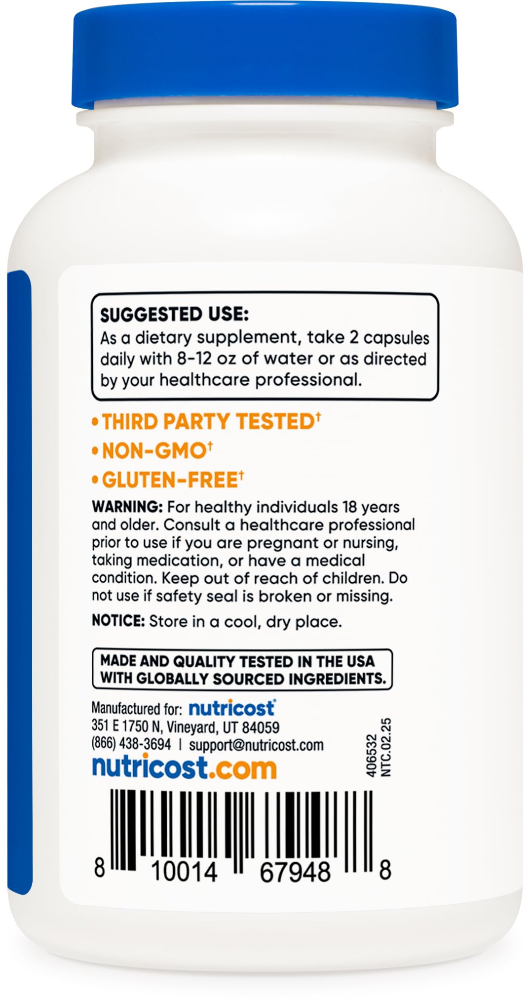 Nutricost Resveratrol Supplement 700mg side view