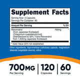 Nutricost Resveratrol Supplement bottle with capsule details
