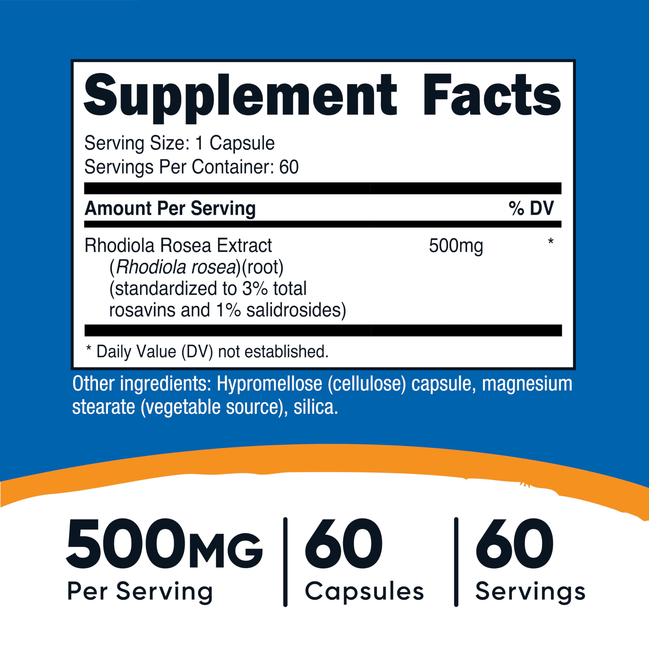 Nutricost Rhodiola Rosea Extract 500mg capsule close-up