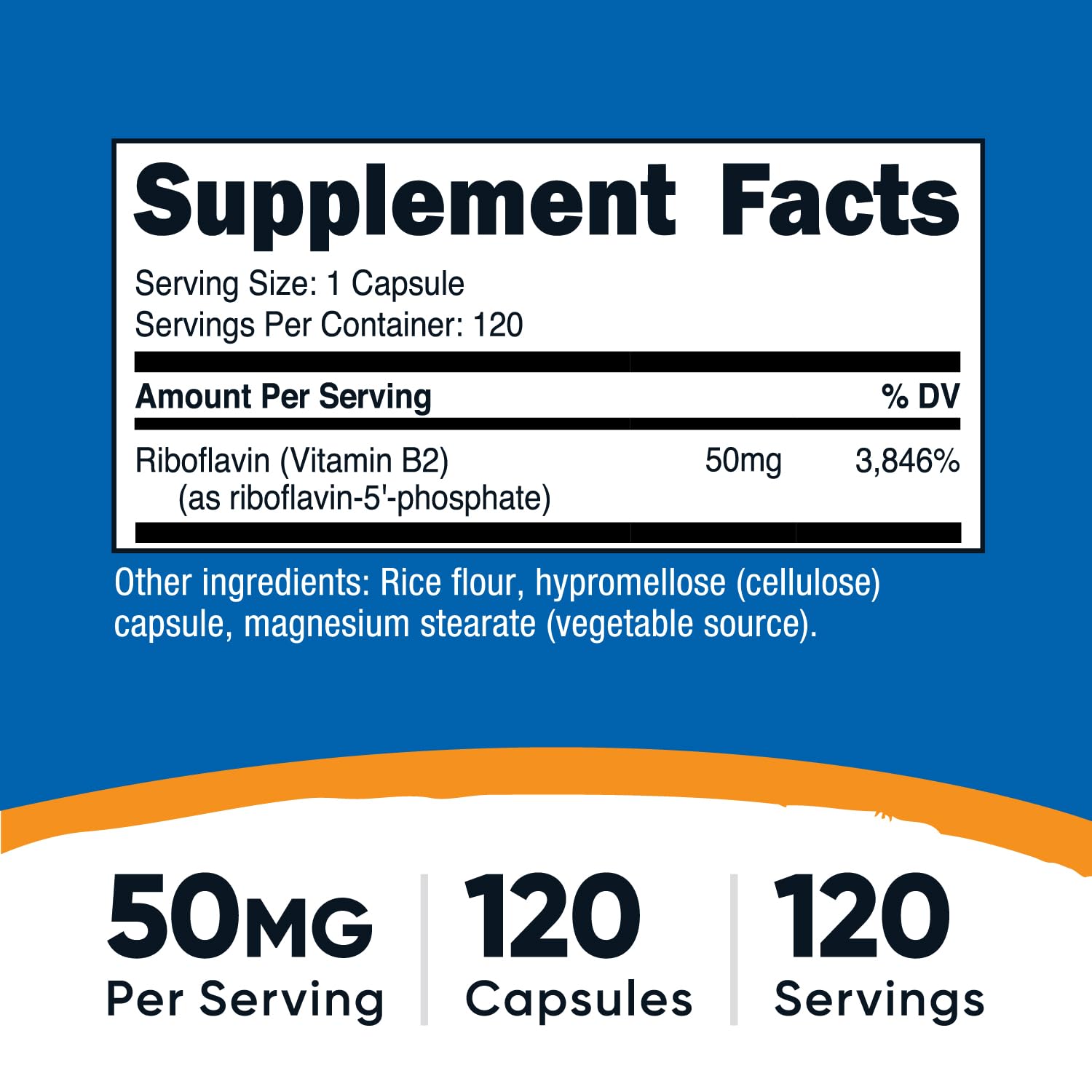 Nutricost Riboflavin-5-Phosphate 120 capsules bottle side view