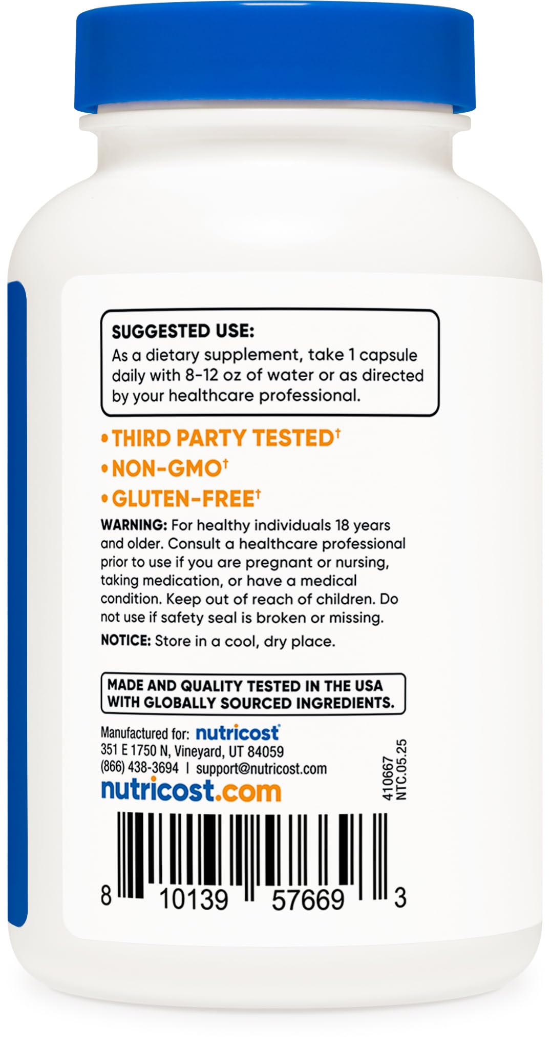Nutricost Saccharomyces Boulardii nutritional information