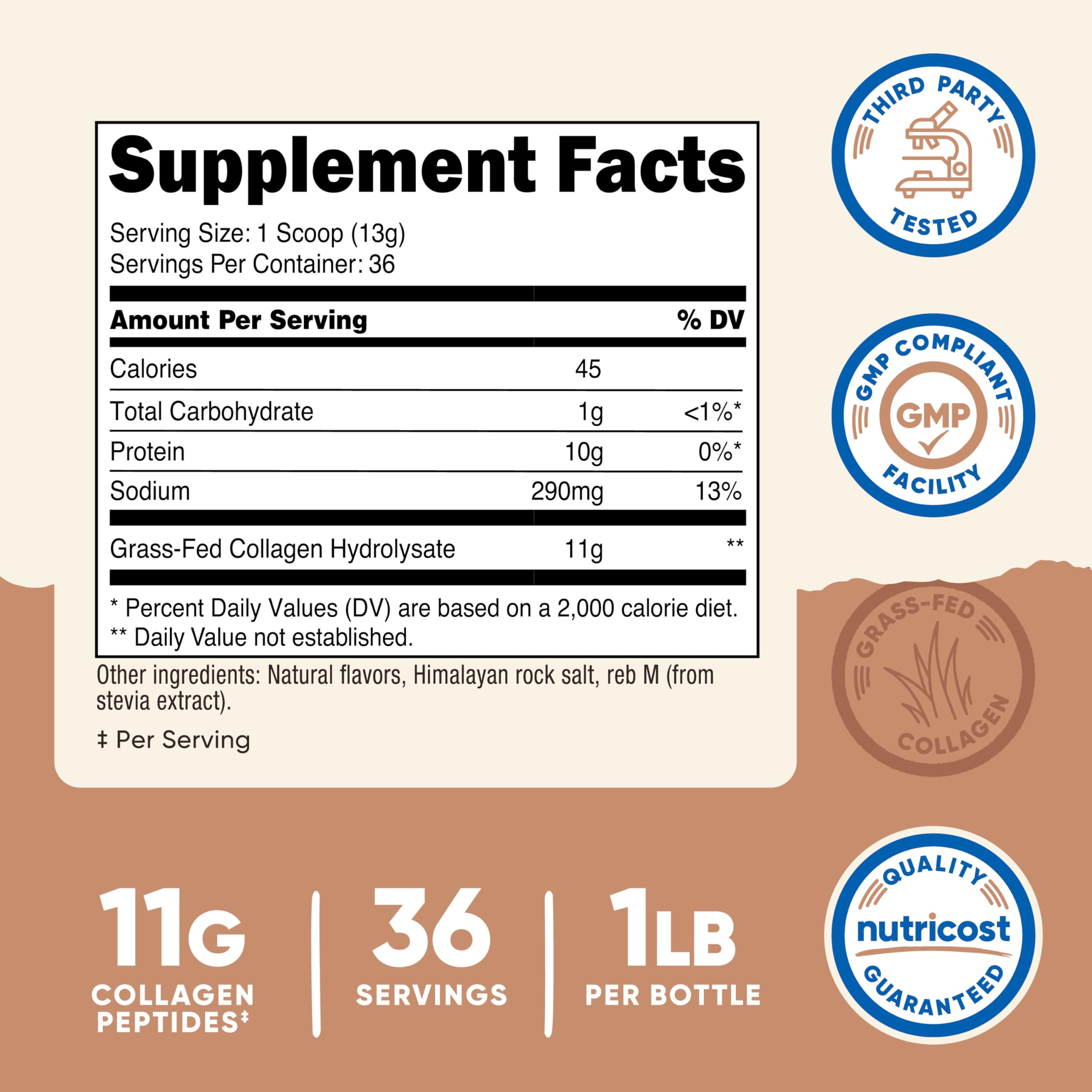 Nutricost Salted Caramel Collagen Powder scoop included