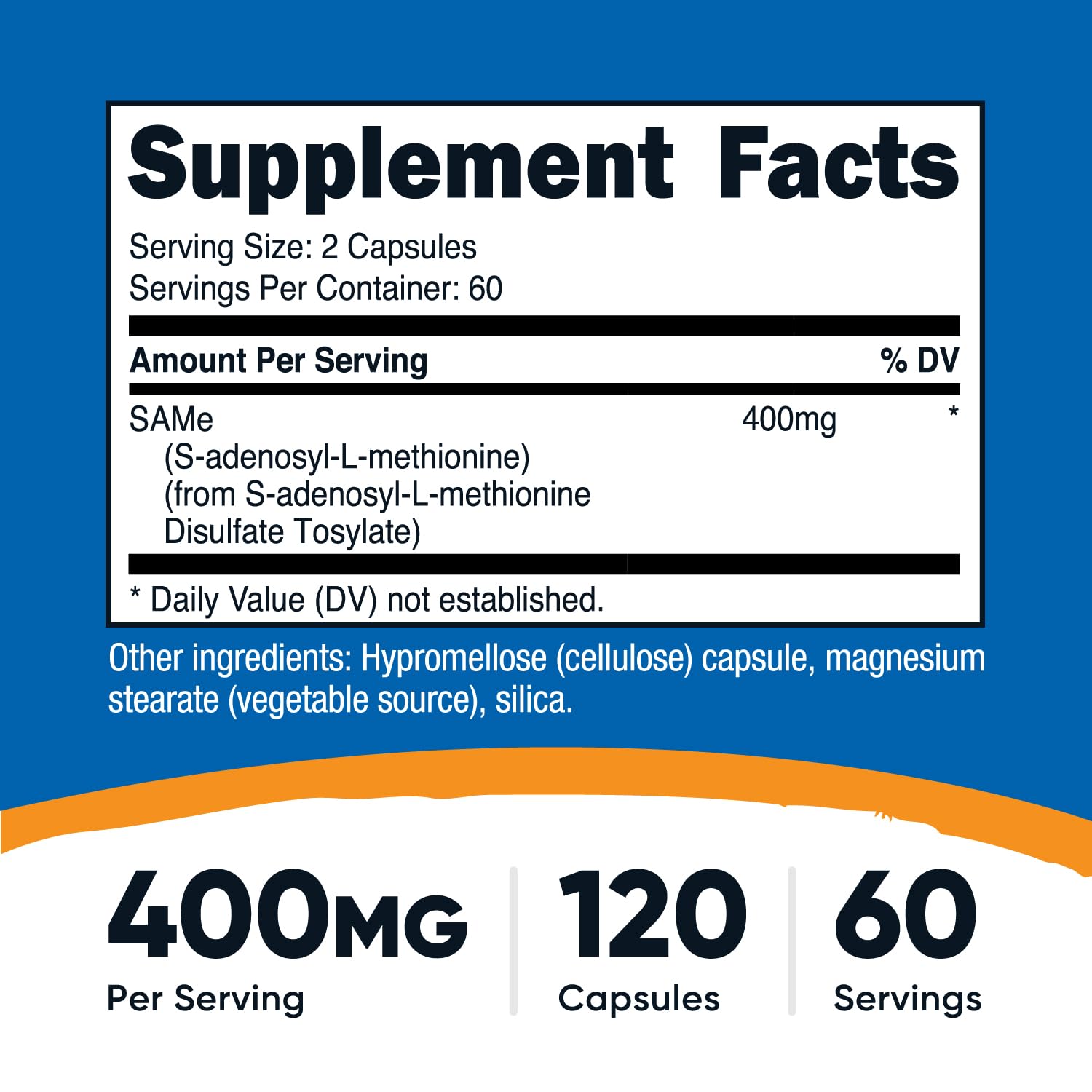 Nutricost SAMe 400mg capsule close-up