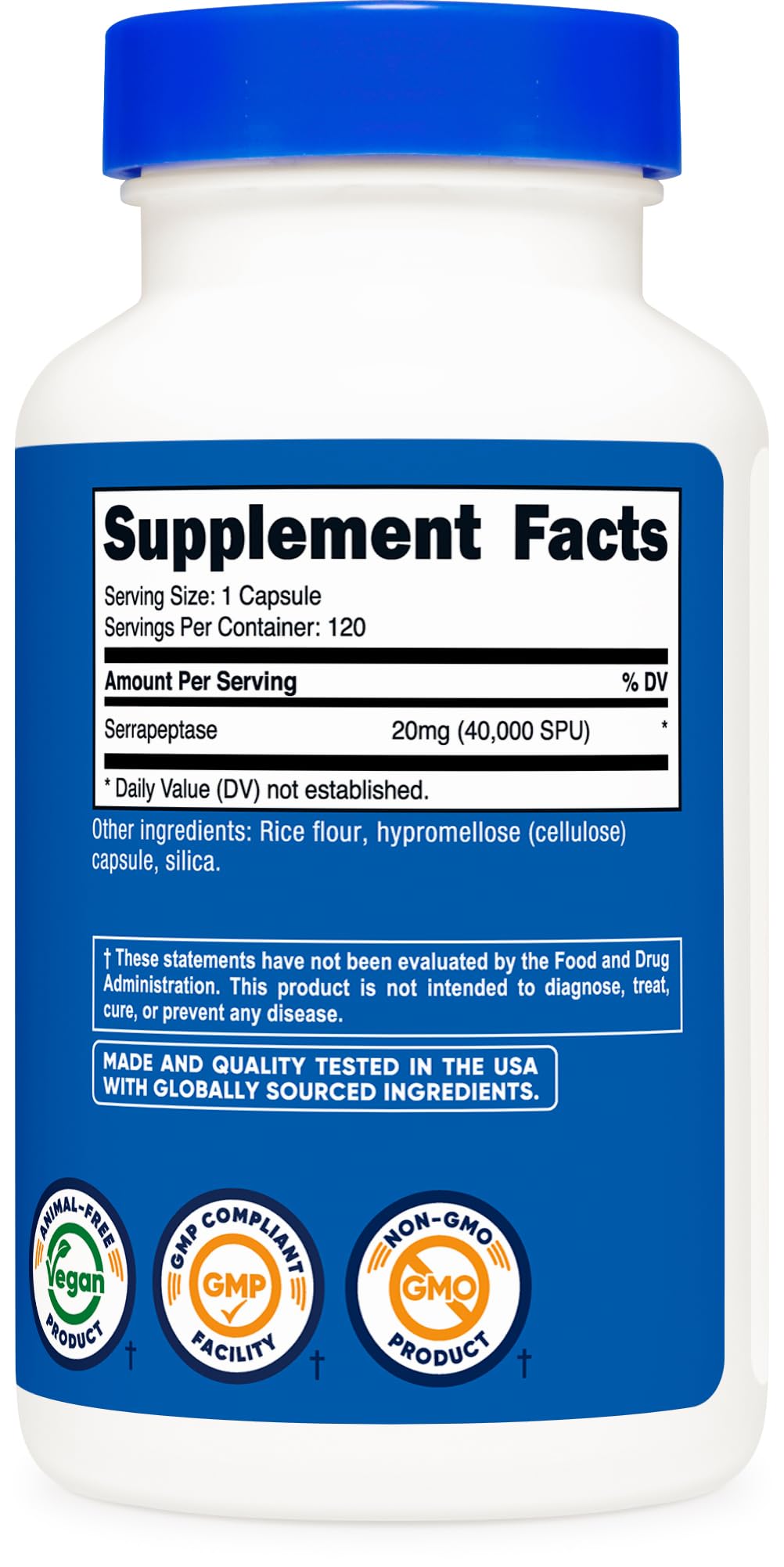 Nutricost Serrapeptase Capsules on a wooden table
