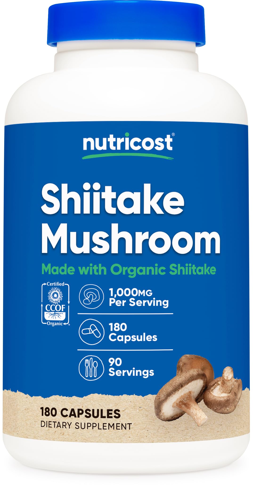 Nutricost Shiitake Mushroom Capsules 1000mg front view