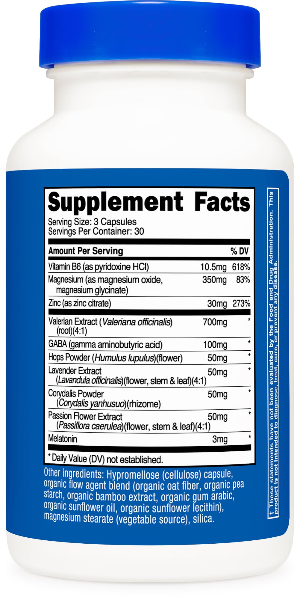 Nutricost Sleep Aid Complex ingredients list on packaging