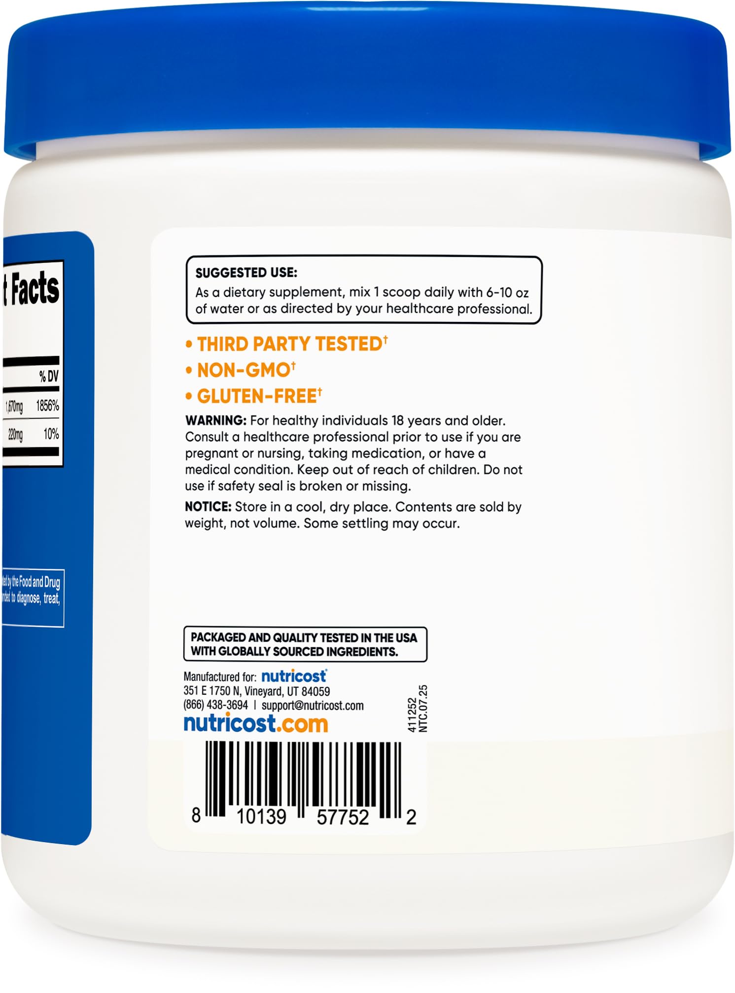 Nutricost Sodium Ascorbate Powder in a spoon