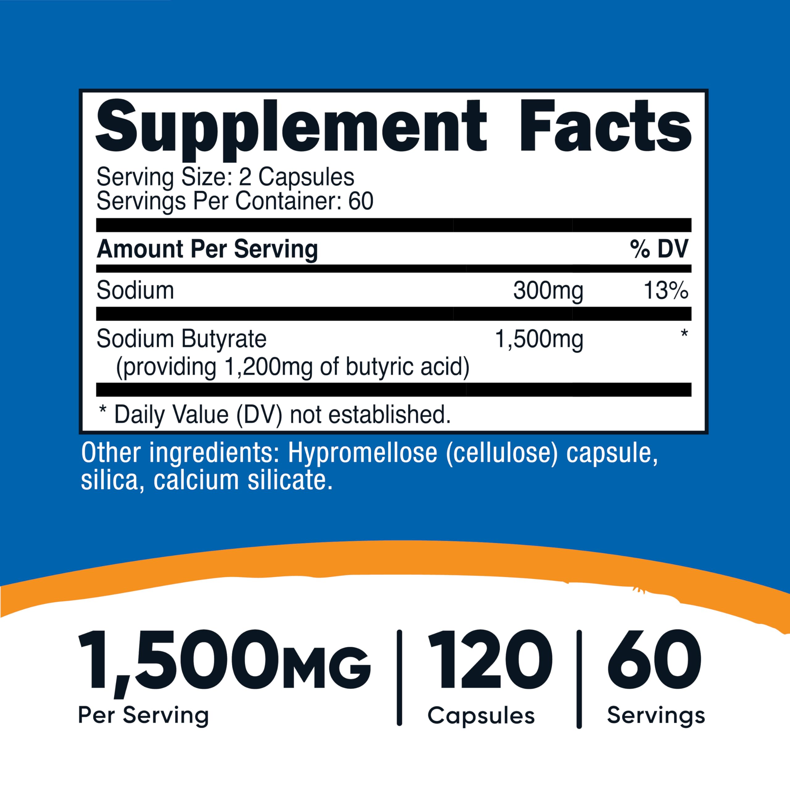 Nutricost Sodium Butyrate 1500mg bottle with label