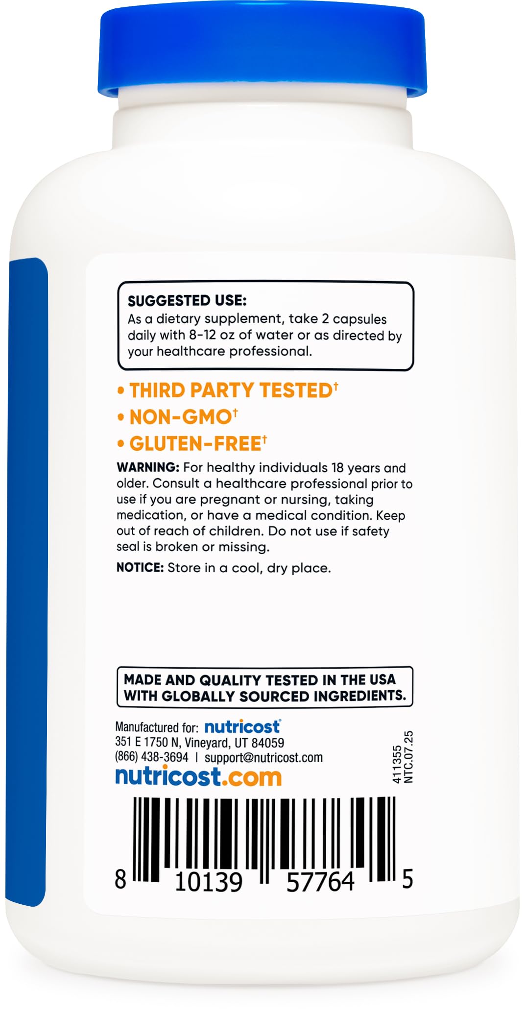 Nutricost Sodium Butyrate 1500mg capsules in hand