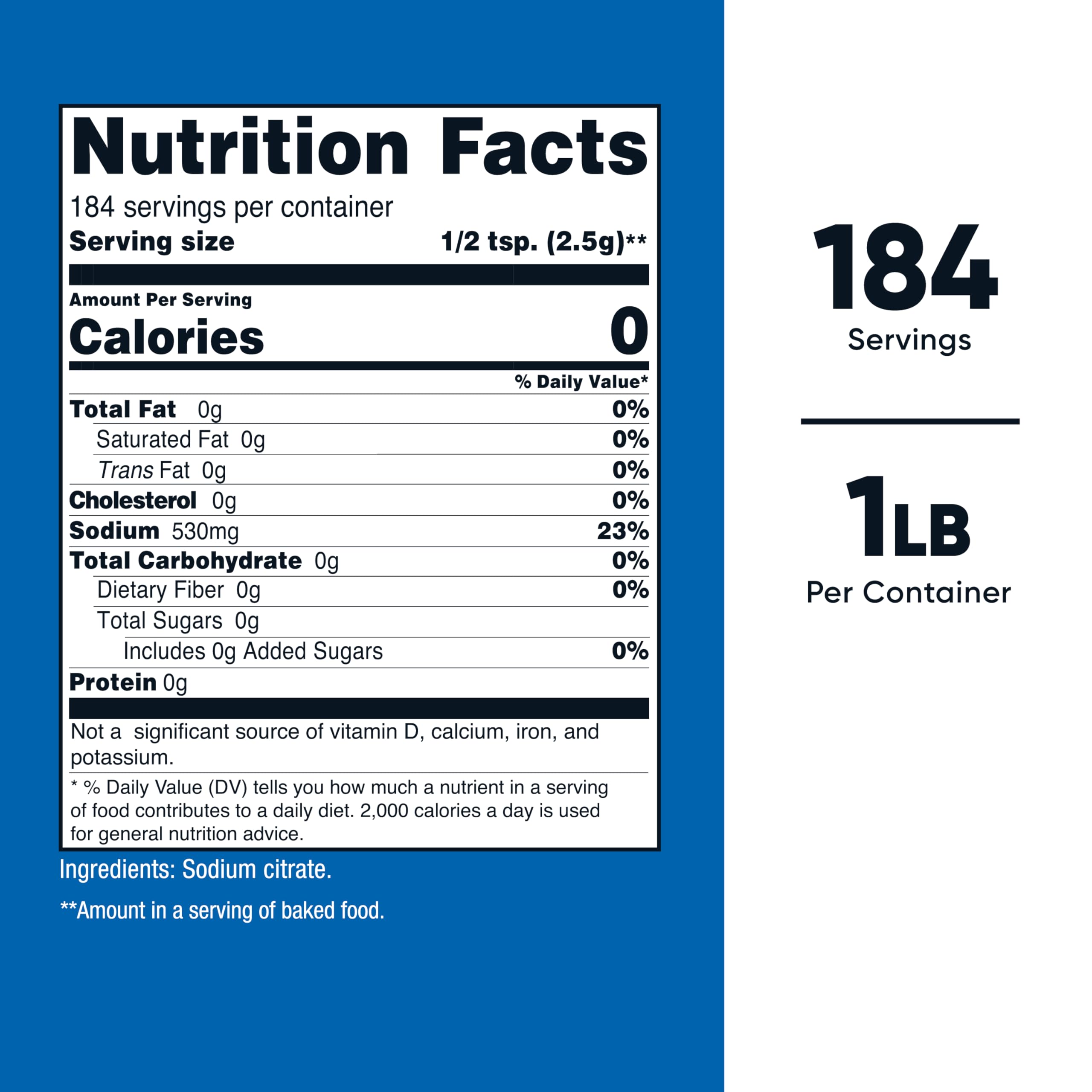 Nutricost Sodium Citrate 1 LB side view