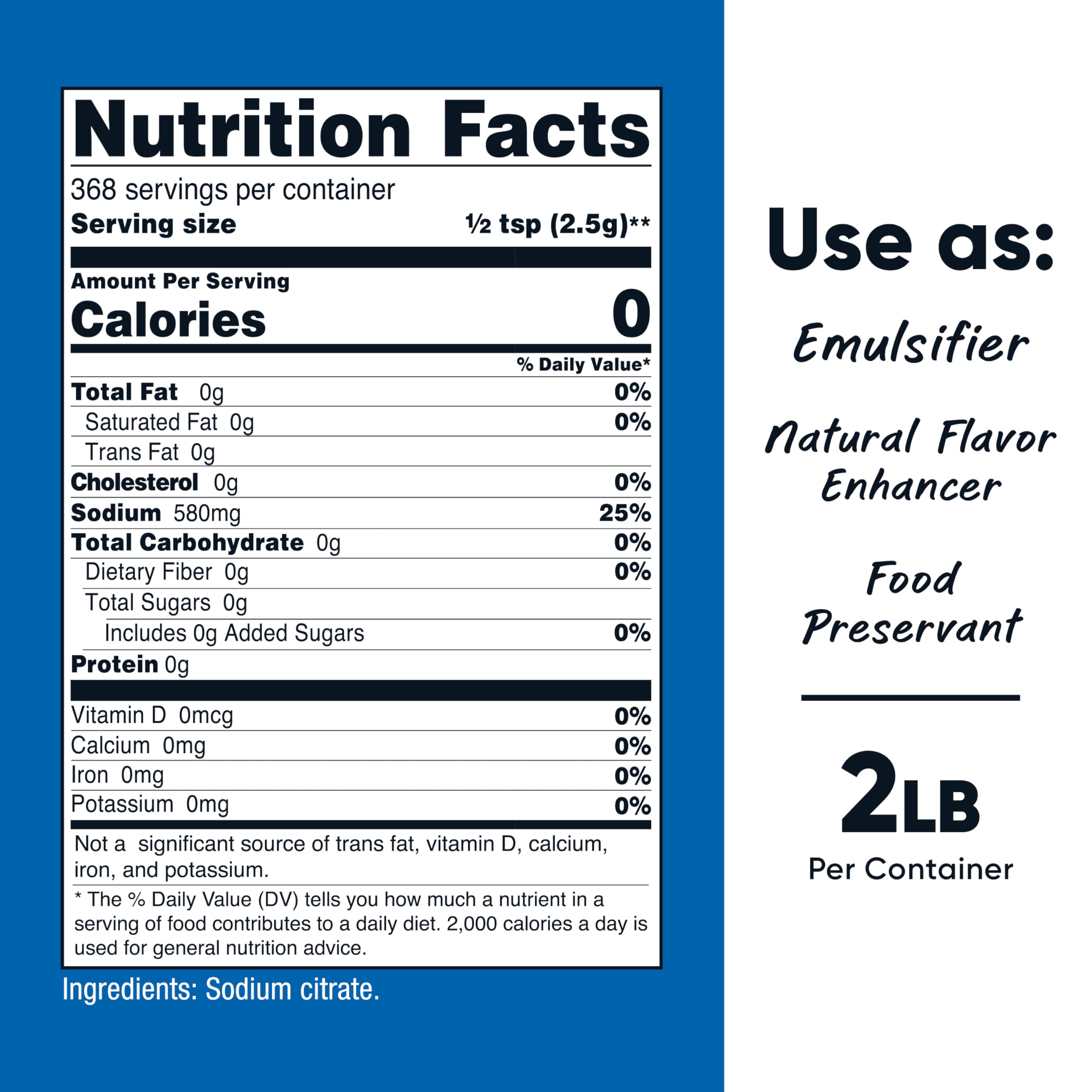 Nutricost Sodium Citrate 2 LBS bottle side view