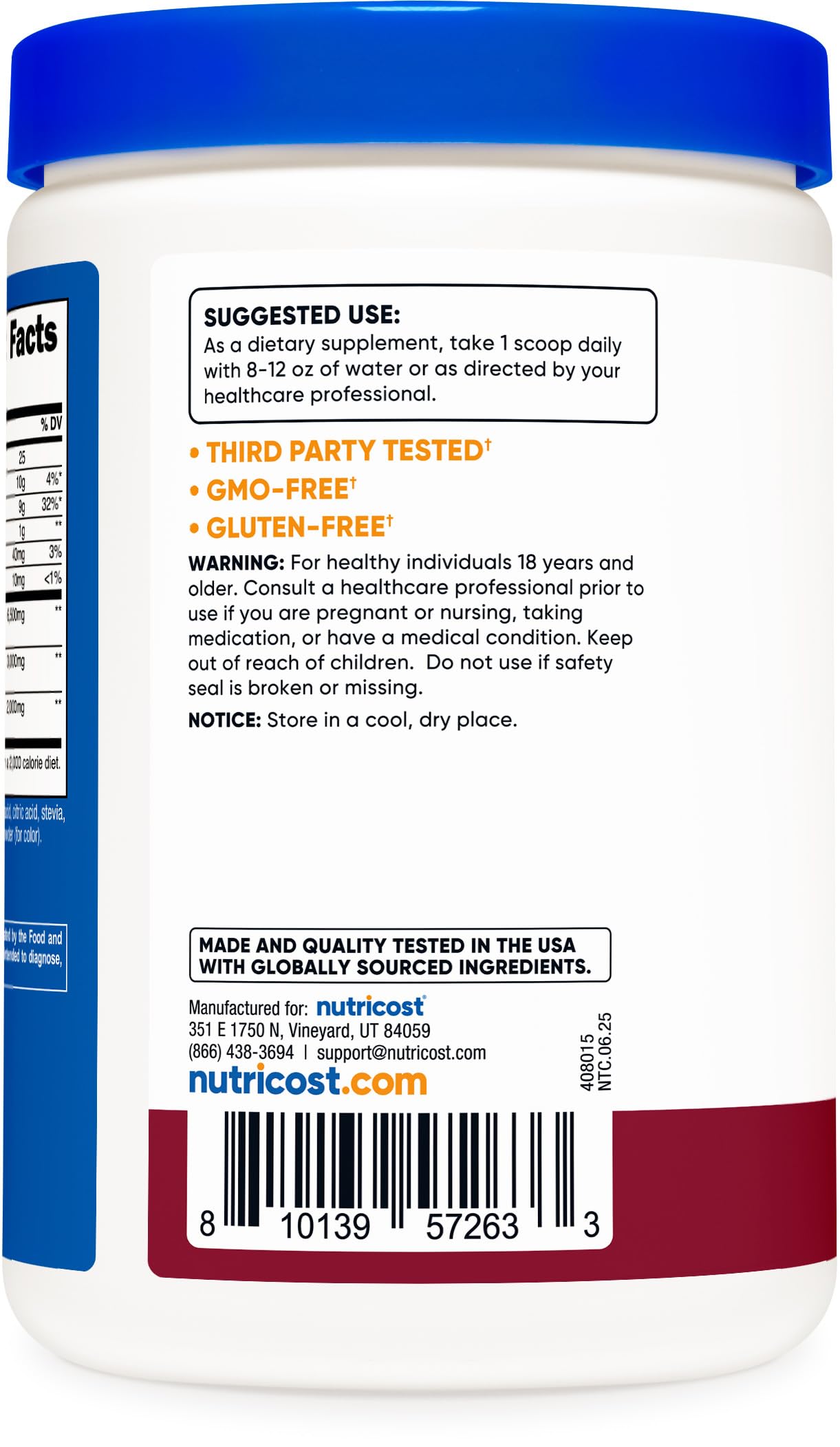 Nutricost Soluble Fiber Powder 440g in a mixing glass with water