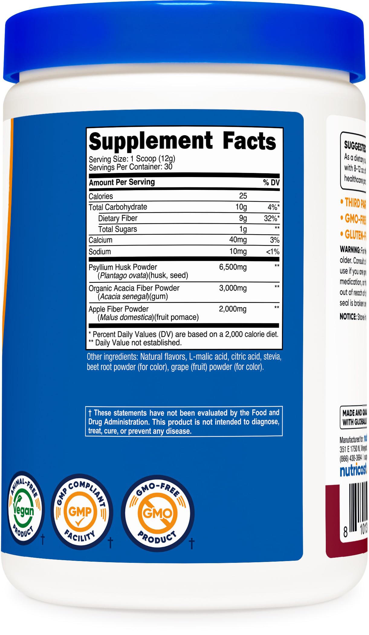 Nutricost Soluble Fiber Powder 440g packaging on a kitchen counter