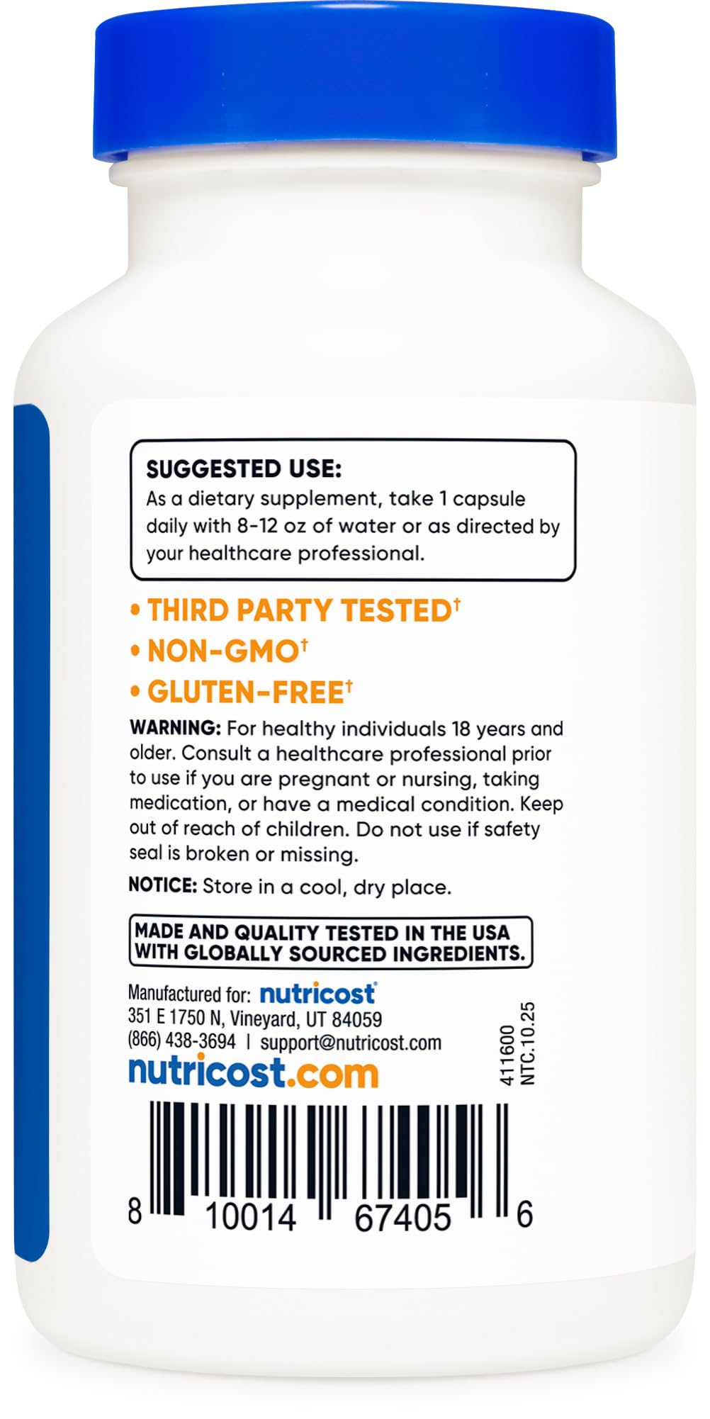 Nutricost Soy Isoflavones bottle side view