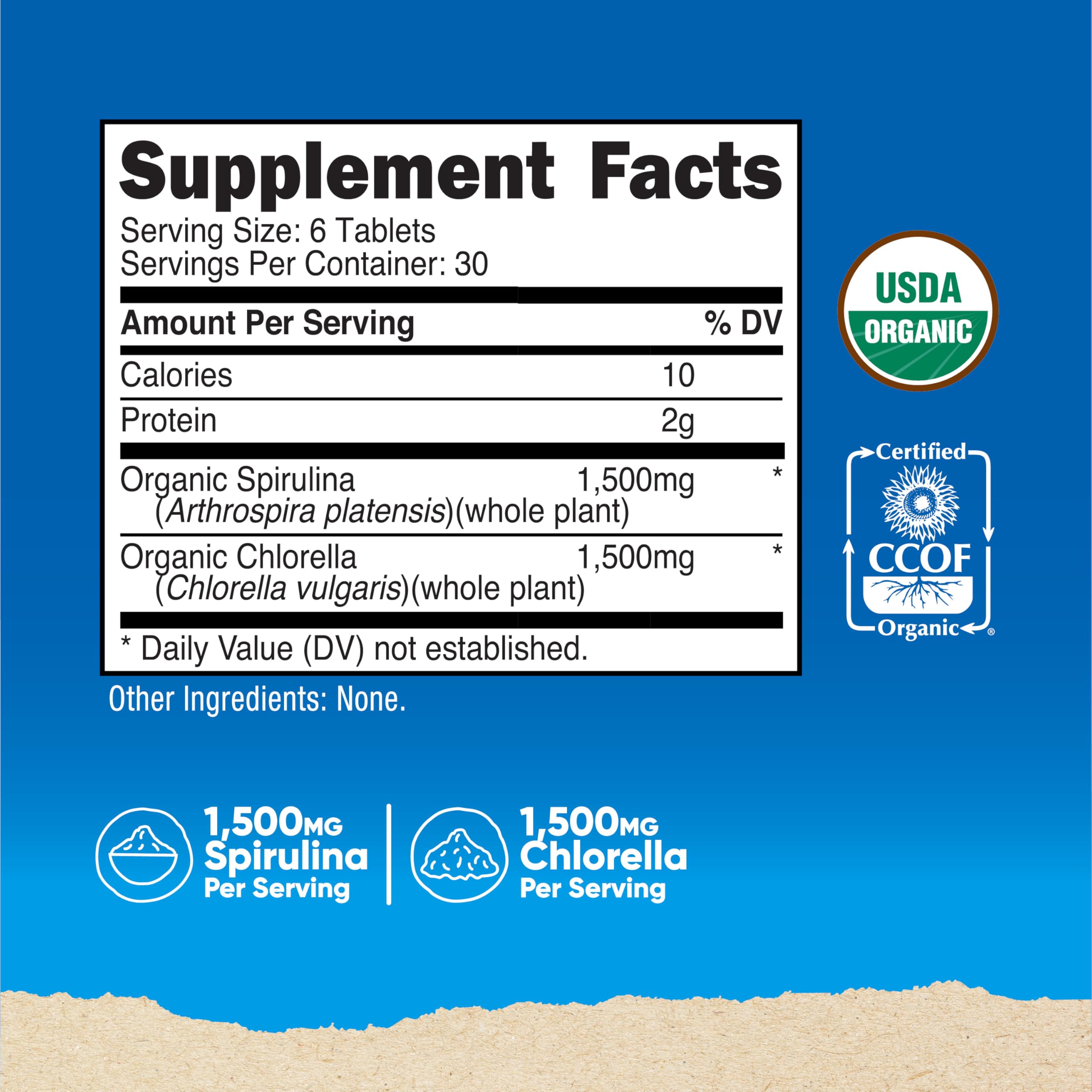 Nutricost Spirulina and Chlorella Tablets showing tablet size