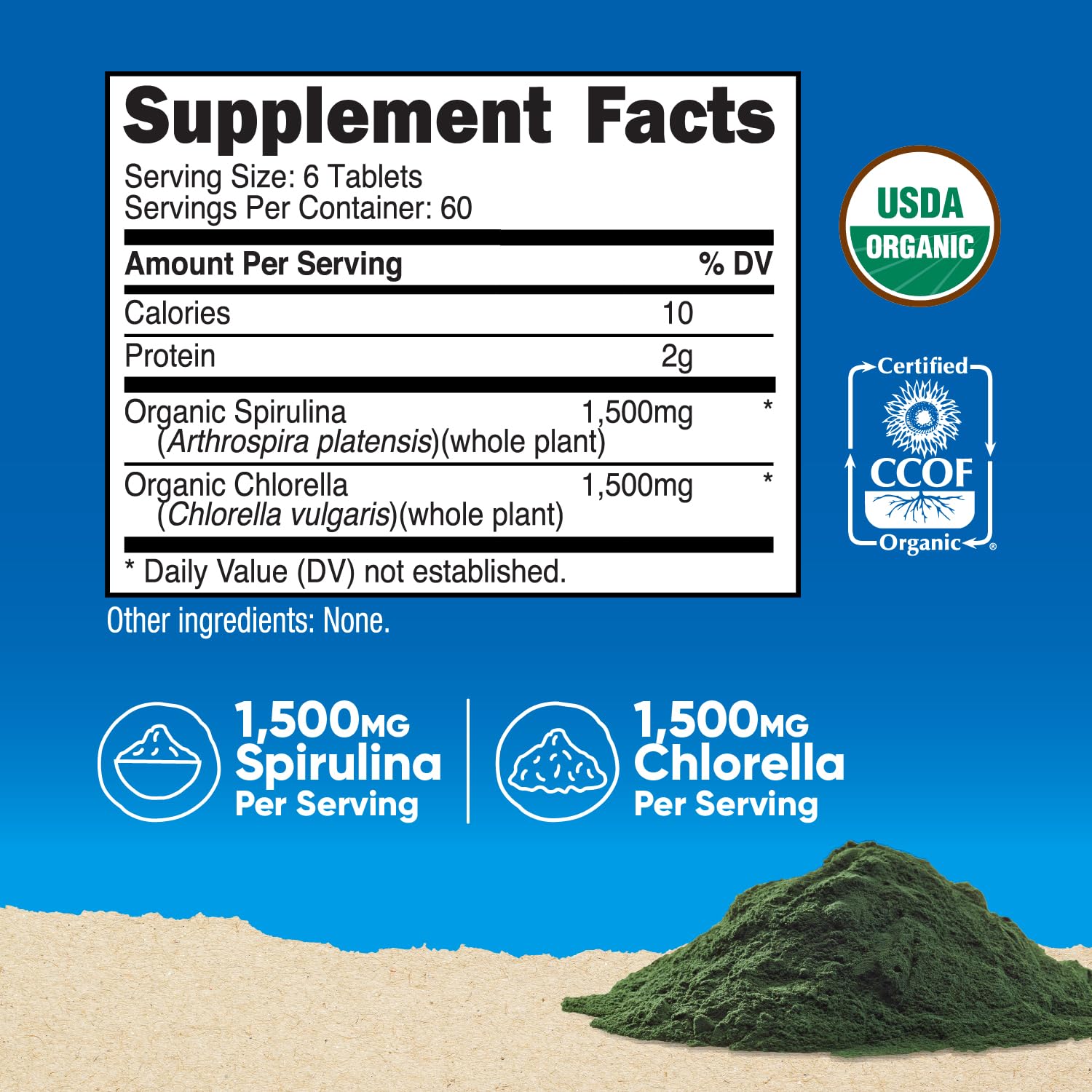 Nutricost Spirulina & Chlorella Tablets bottle with label