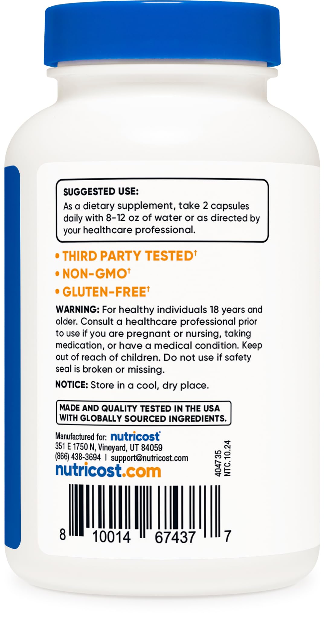 Nutricost Strontium Citrate bottle side view