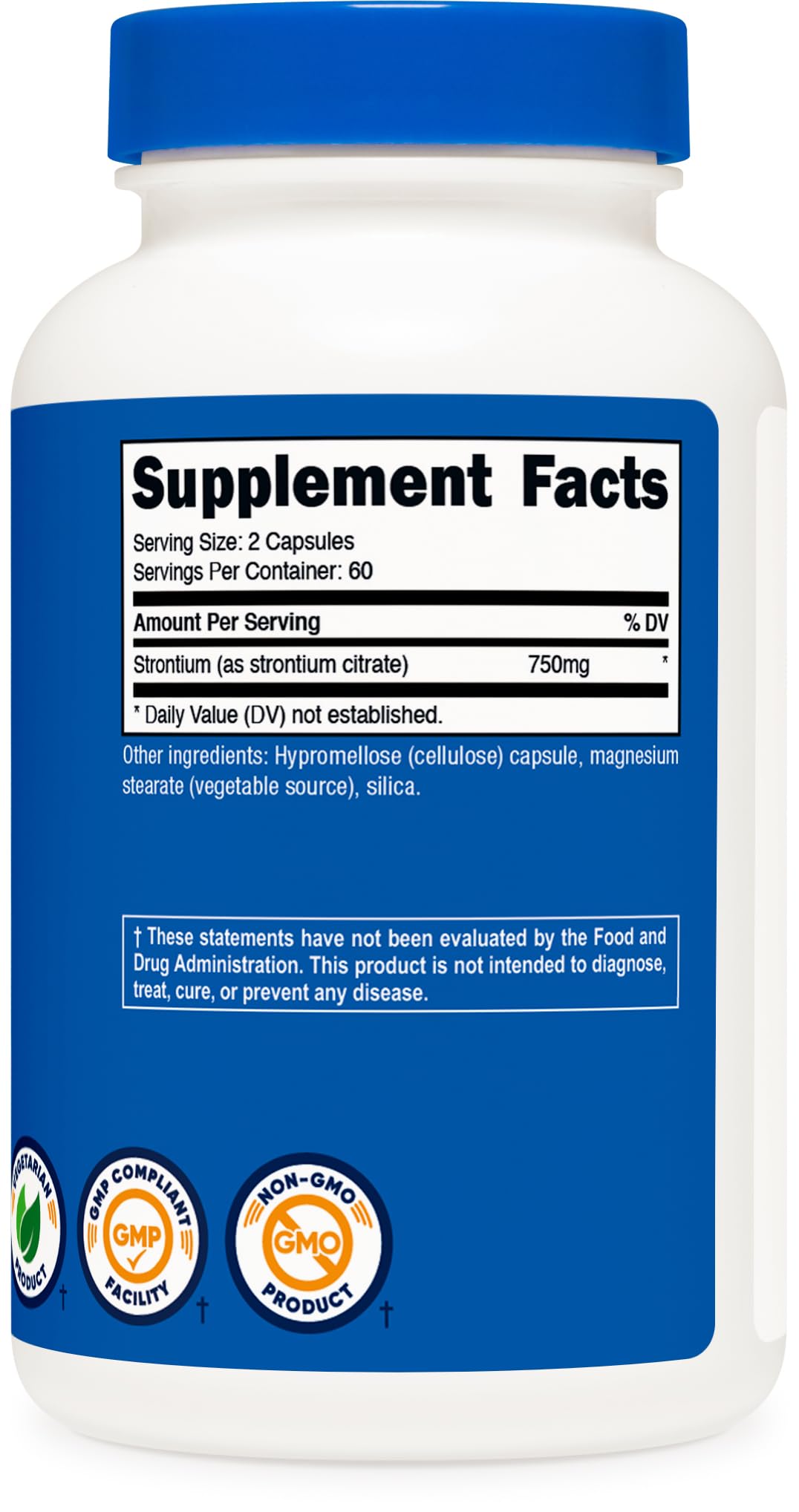 Nutricost Strontium Citrate capsules in a hand