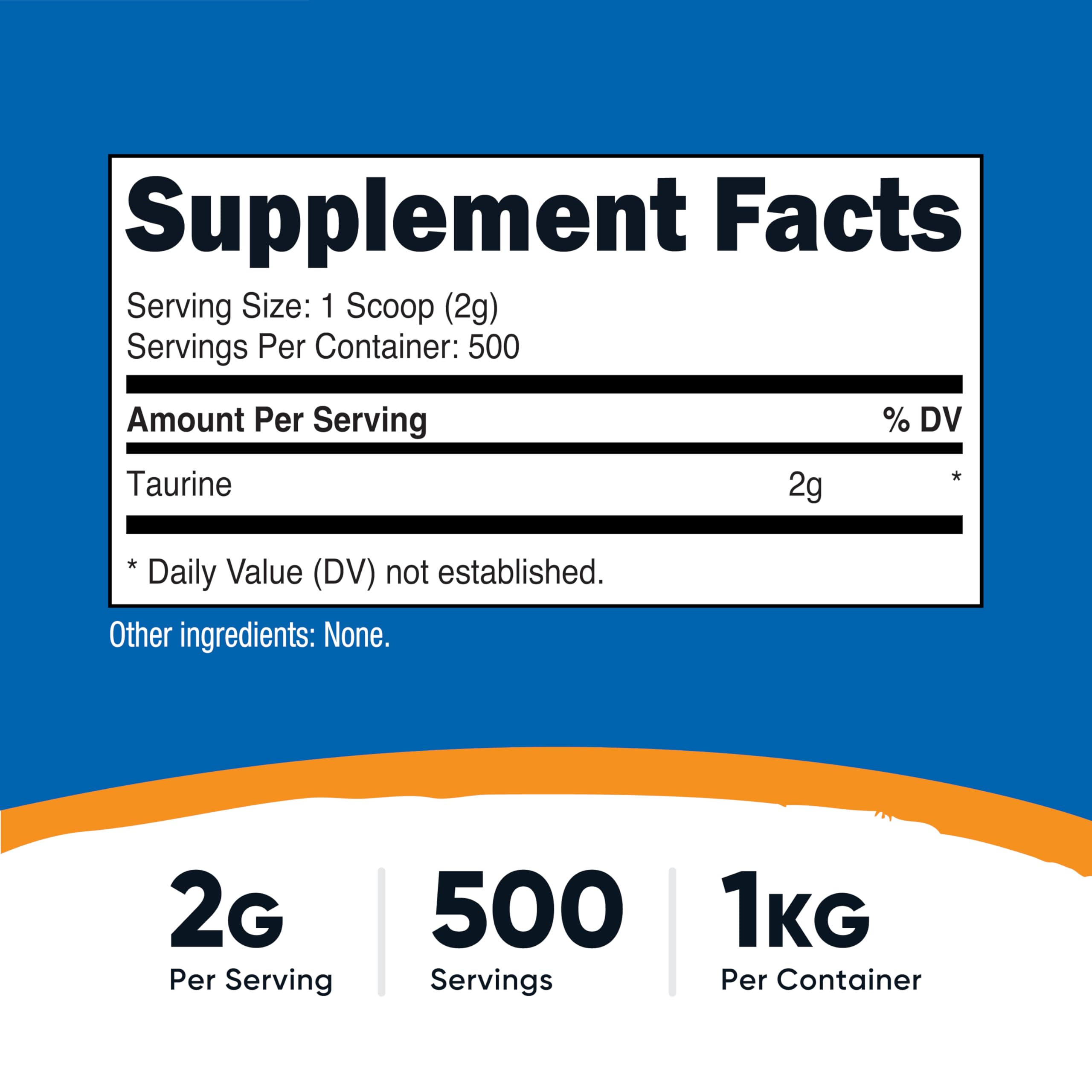 Nutricost Taurine Powder 1000g side view