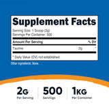 Nutricost Taurine Powder 1000g side view