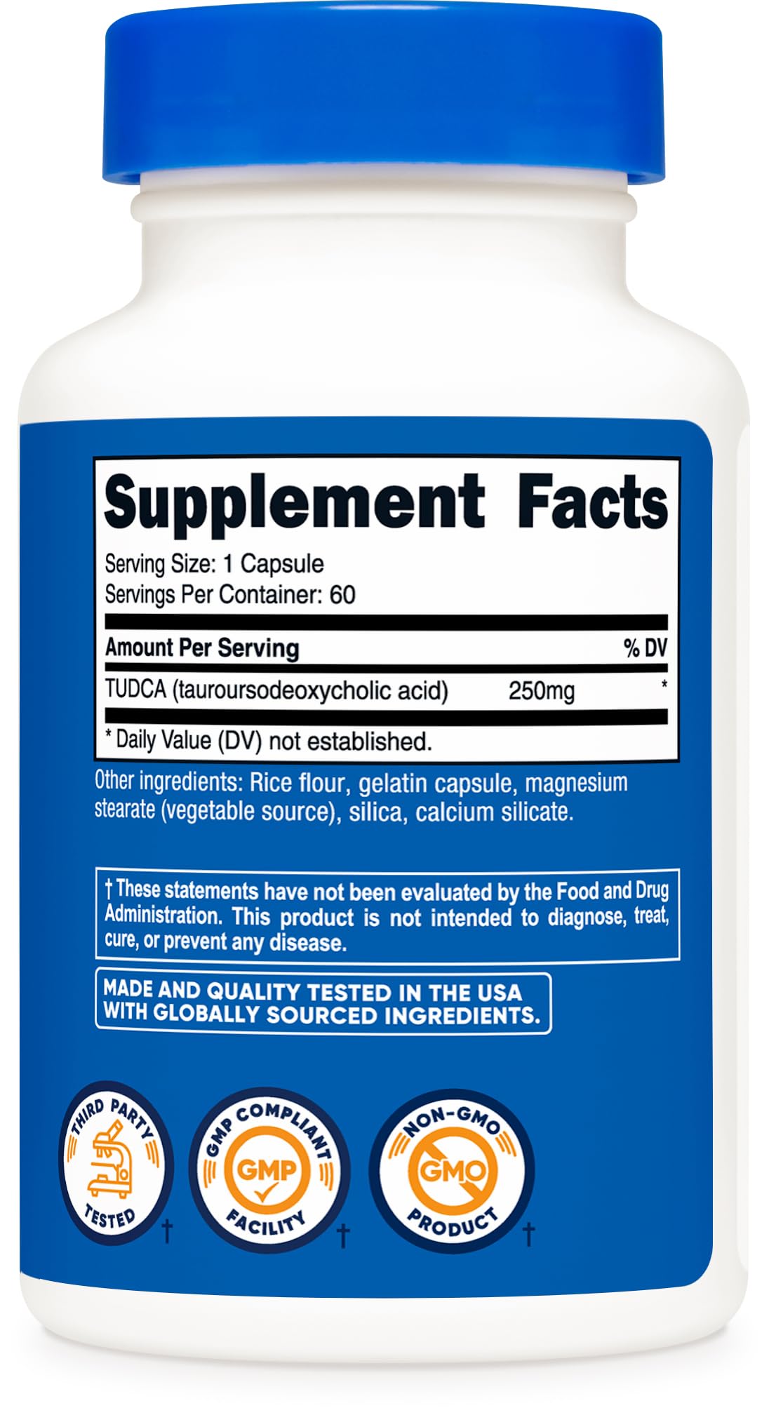 Nutricost Tudca bottle with white lid