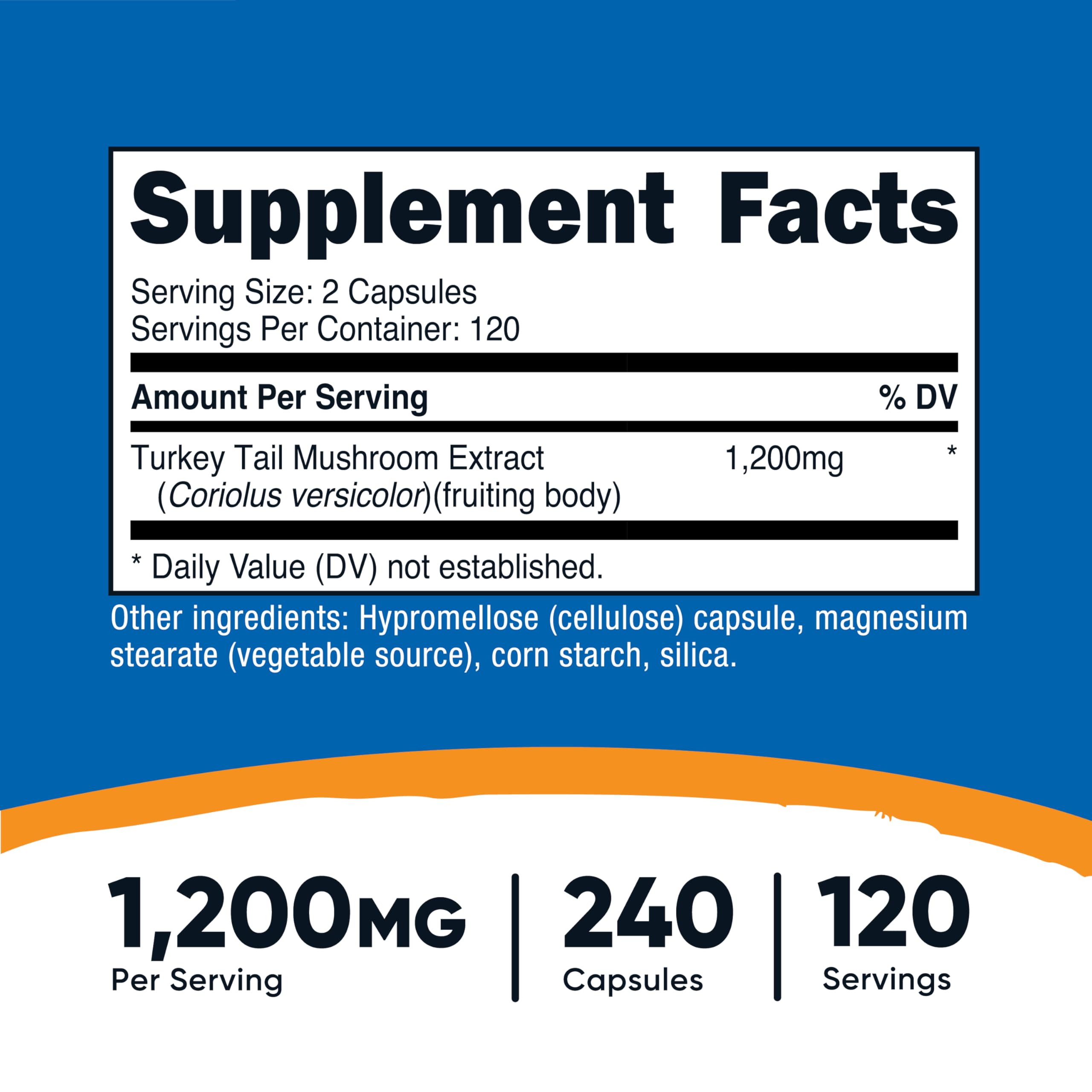 Nutricost Turkey Tail Mushroom Supplement bottle with label